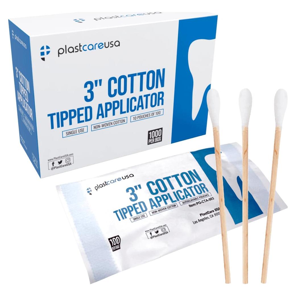 Aplicadores de Algodón 3" PlastCare USA - Paquete de 1000