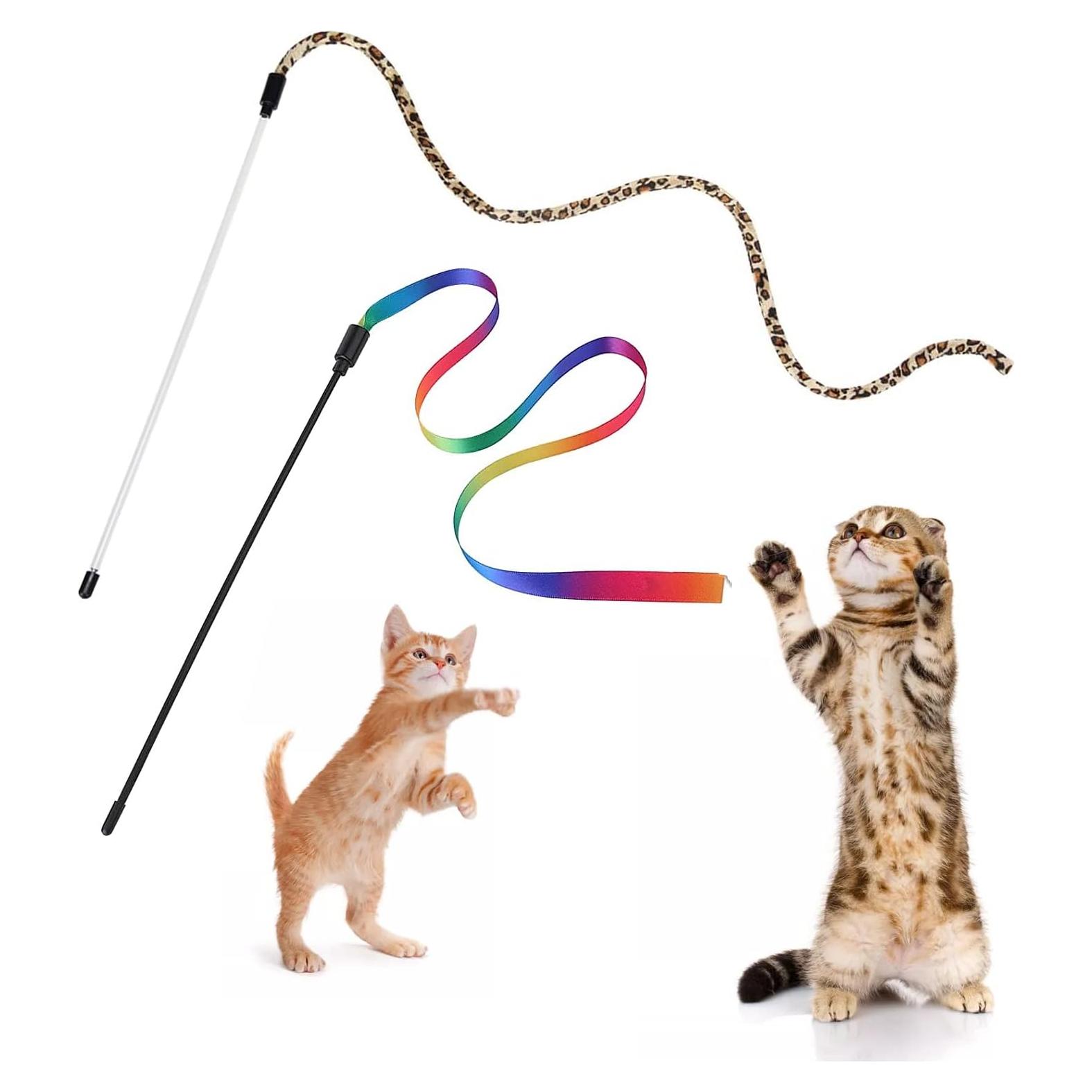 Juguetes de caña para gatos Andiker, 2 piezas, plástico, colorido