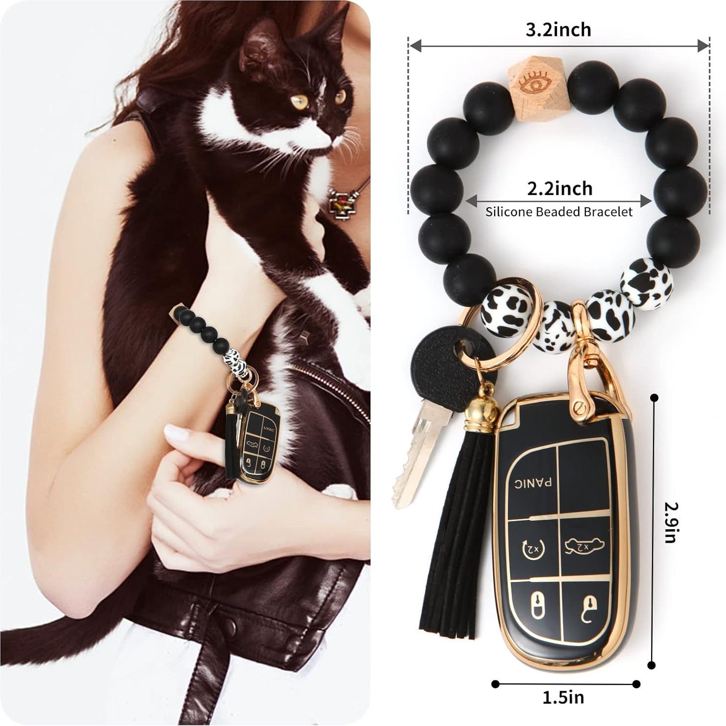 Cubierta de Llave TPU Anti-Huellas Jeep y Llavero 2 en 1