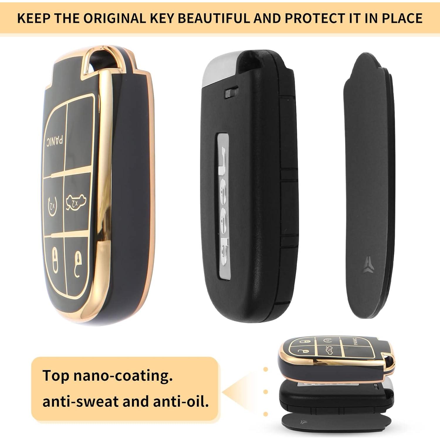 Cubierta de Llave TPU Anti-Huellas Jeep y Llavero 2 en 1