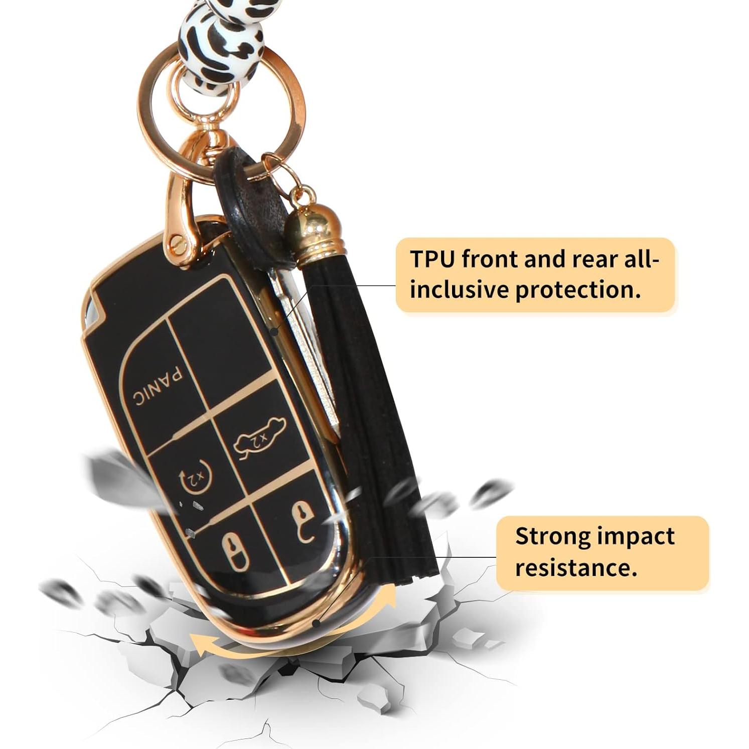 Cubierta de Llave TPU Anti-Huellas Jeep y Llavero 2 en 1