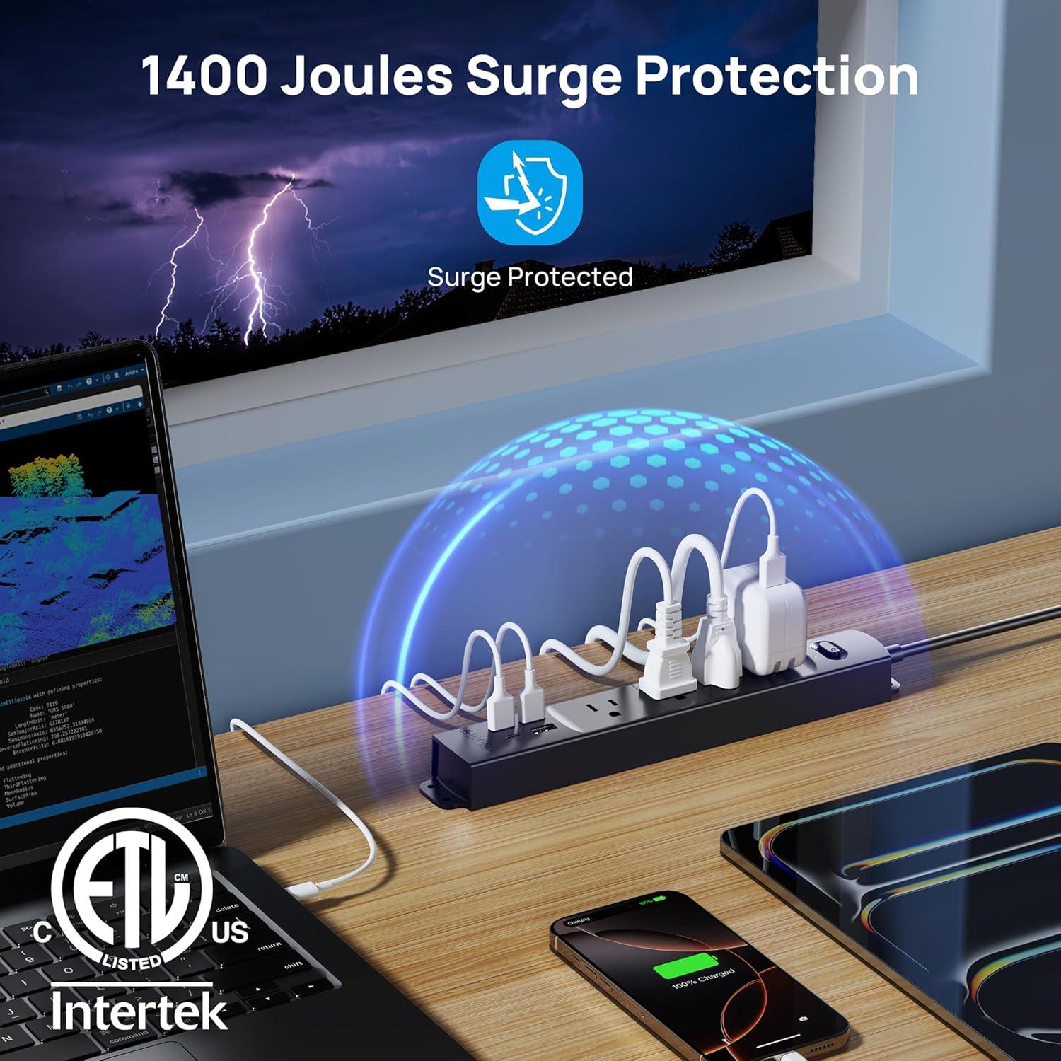 Regleta de Sobretensión TROND Prime II 3ft con USB y Montaje