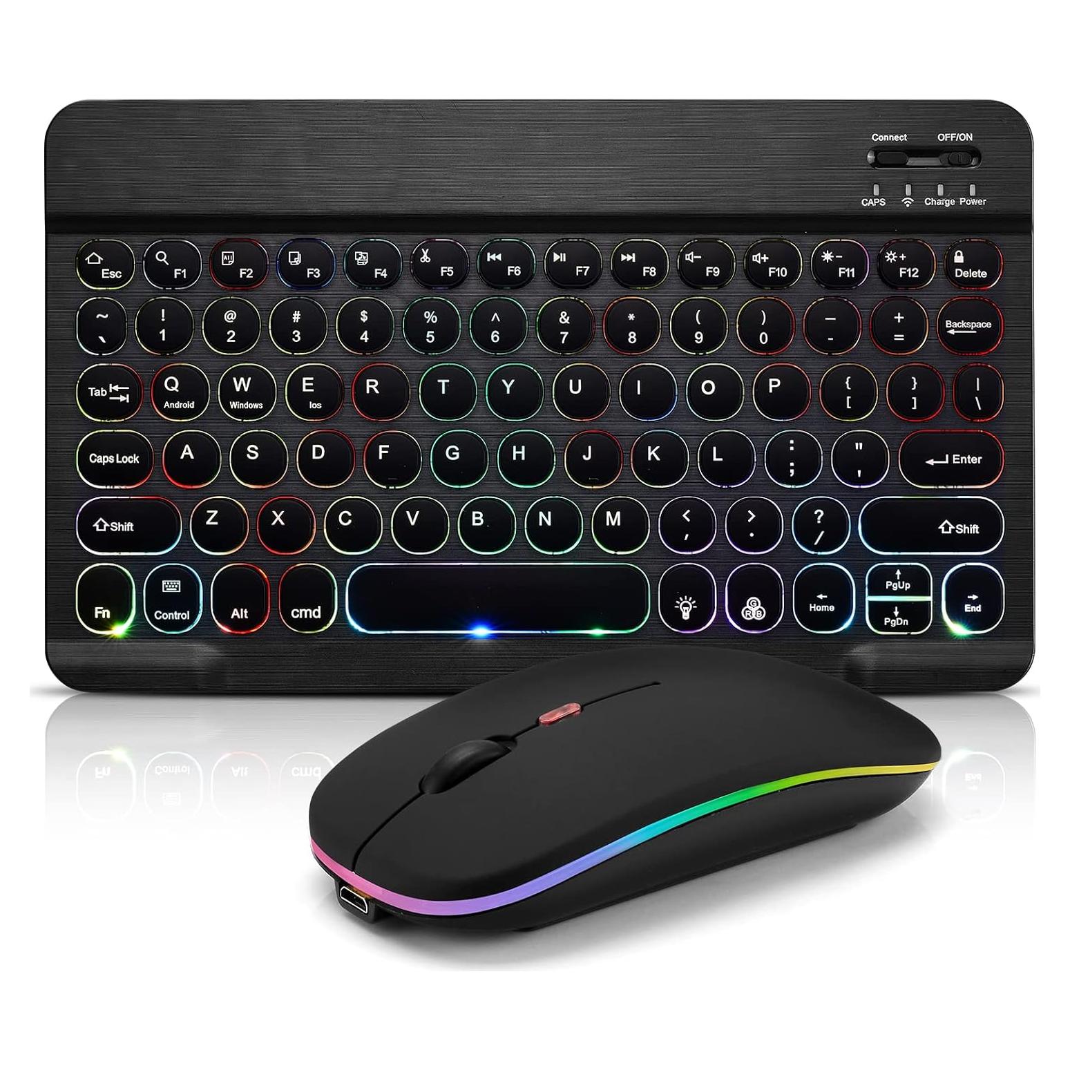 Teclado y Ratón Bluetooth Guiheng Mini Inalámbrico Negro