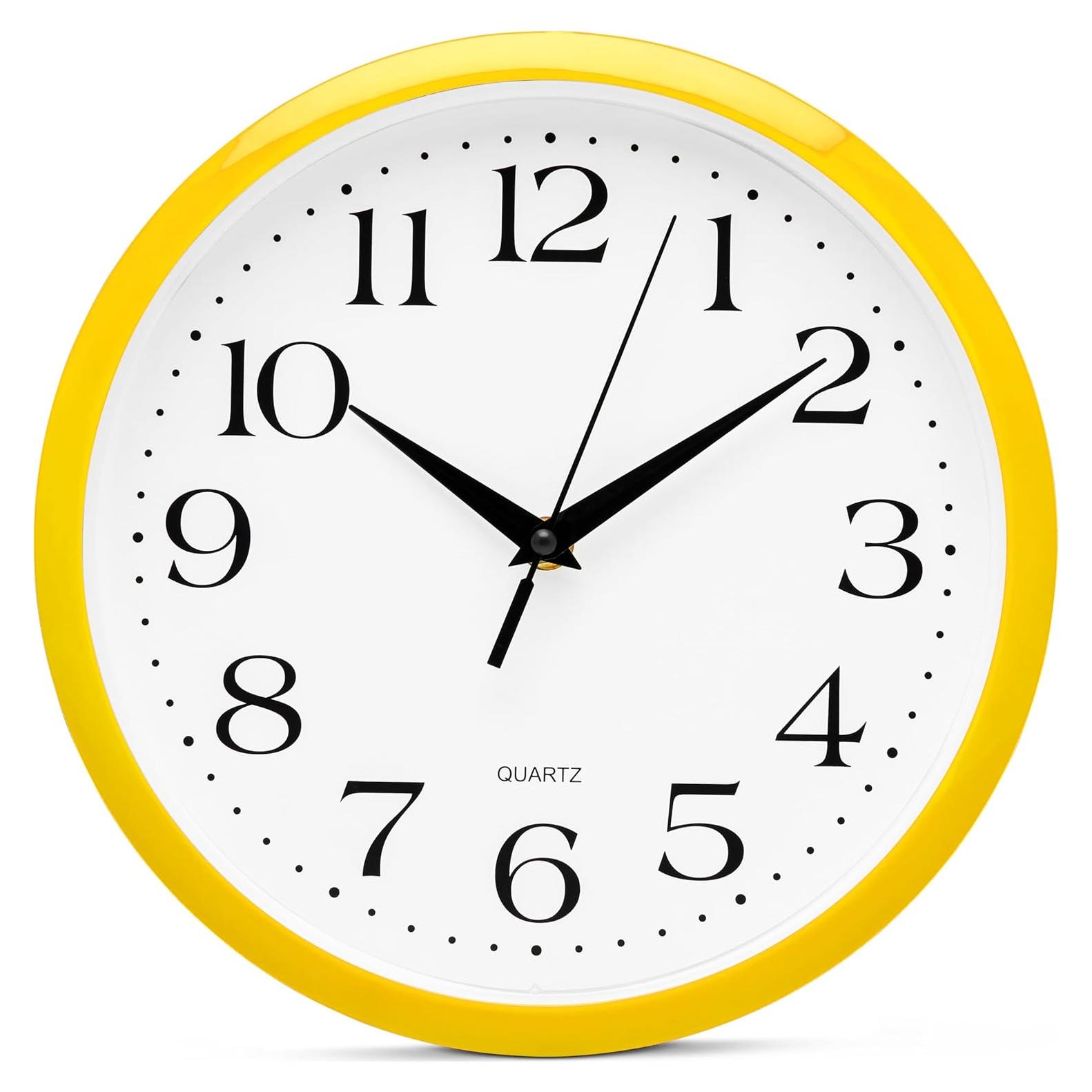 Reloj de Pared Amarillo Bernhard 25,4 cm Silencioso Cuarzo