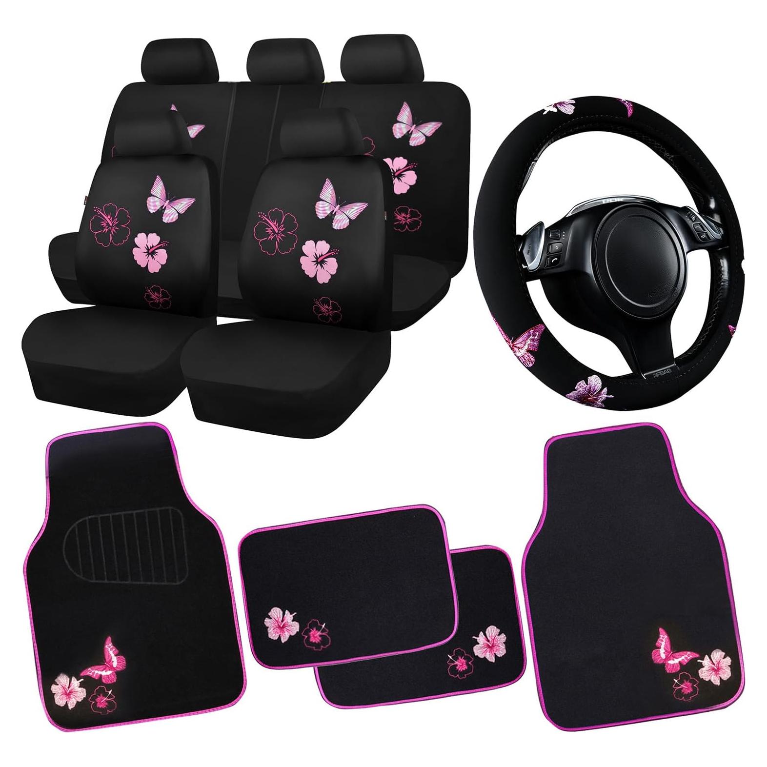 Juego Completo de Fundas de Asiento y Tapetes CAR PASS - Mariposa