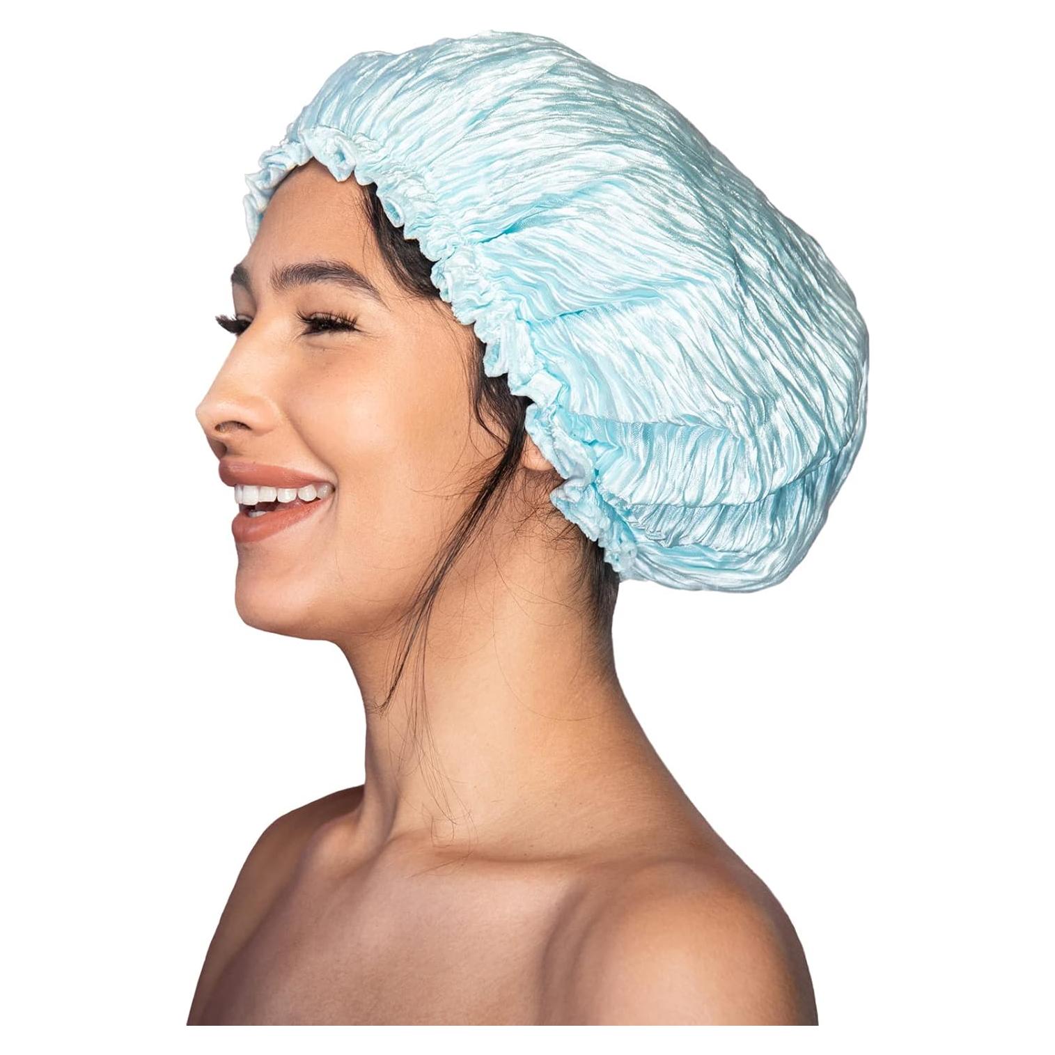 Gorro de Ducha Impermeable KISMETICS Grande Reutilizable Azul