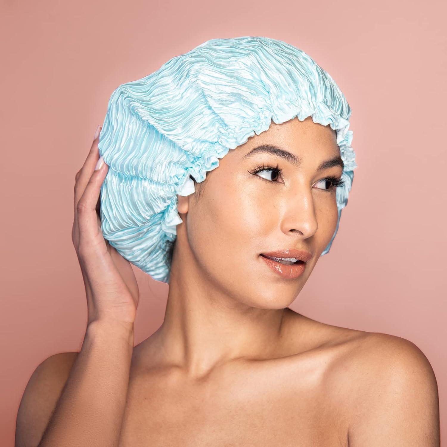 Gorro de Ducha Impermeable KISMETICS Grande Reutilizable Azul