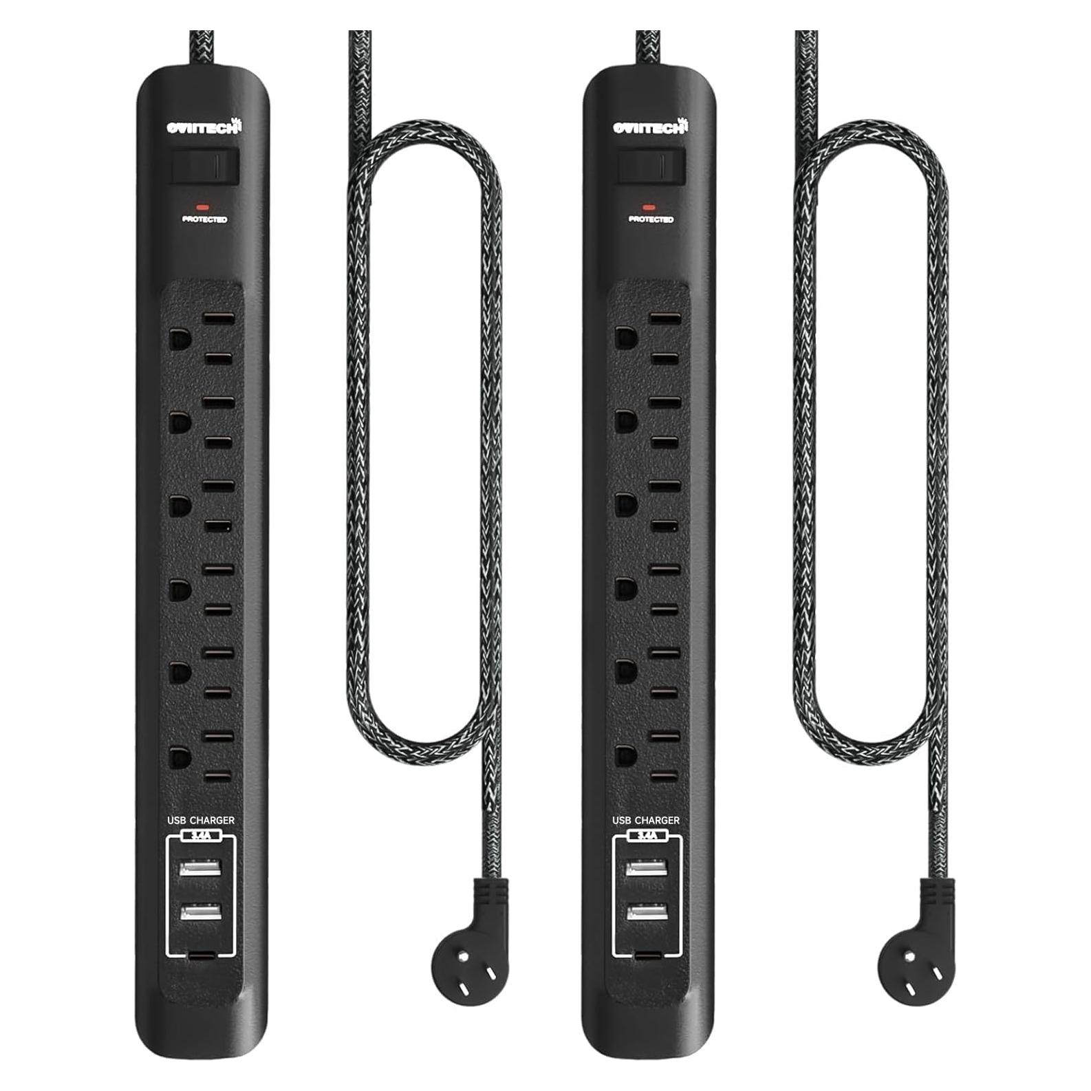 Regleta de Sobretensión Oviitech 6 Salidas y 3 USB 1.52m