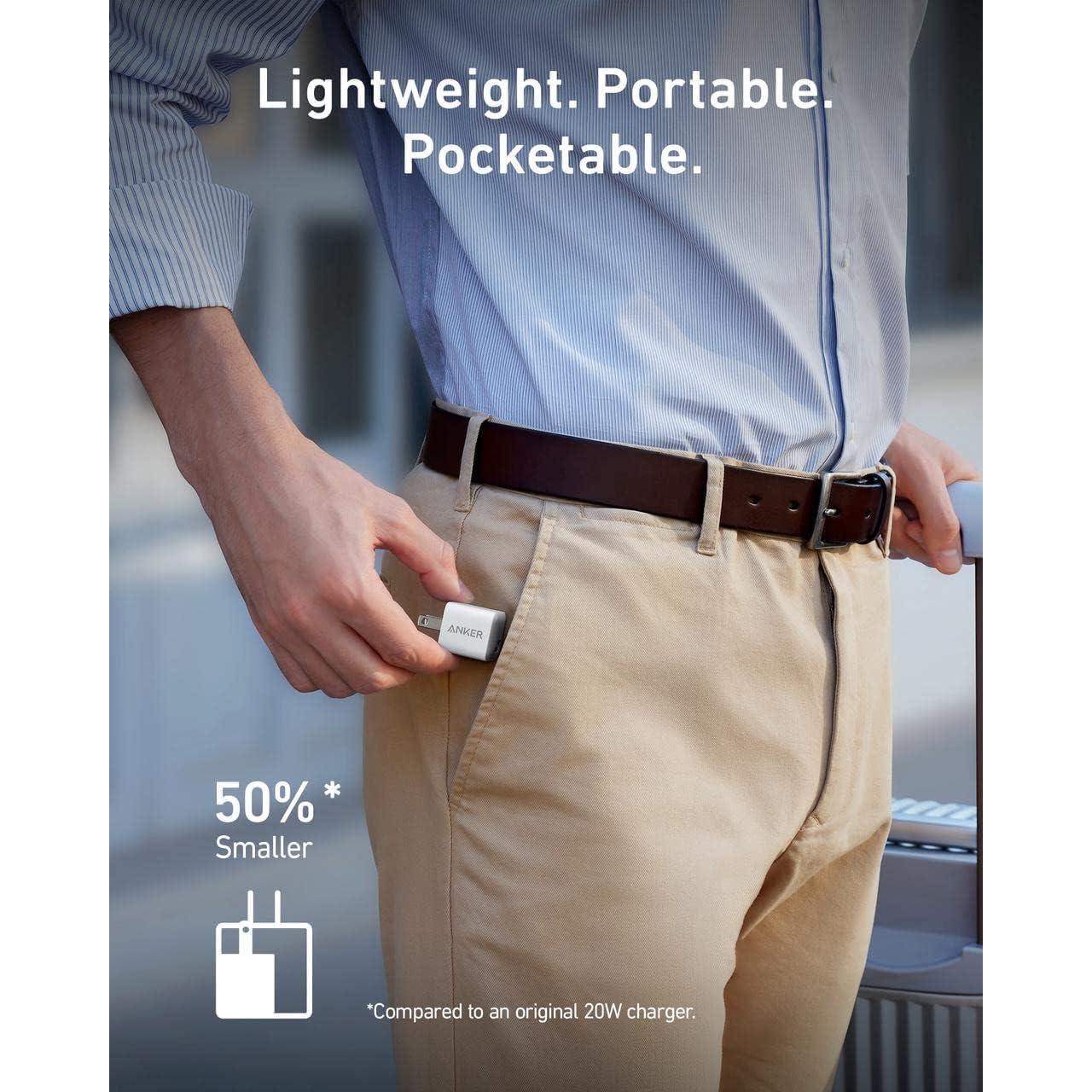 Cargador USB C 20W Anker 511 Nano con Cable 1.83m