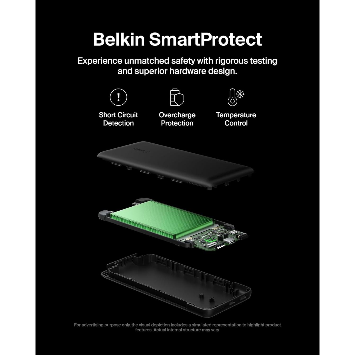 Cargador Portátil Belkin 10,000mAh USB-C y Lightning - Negro