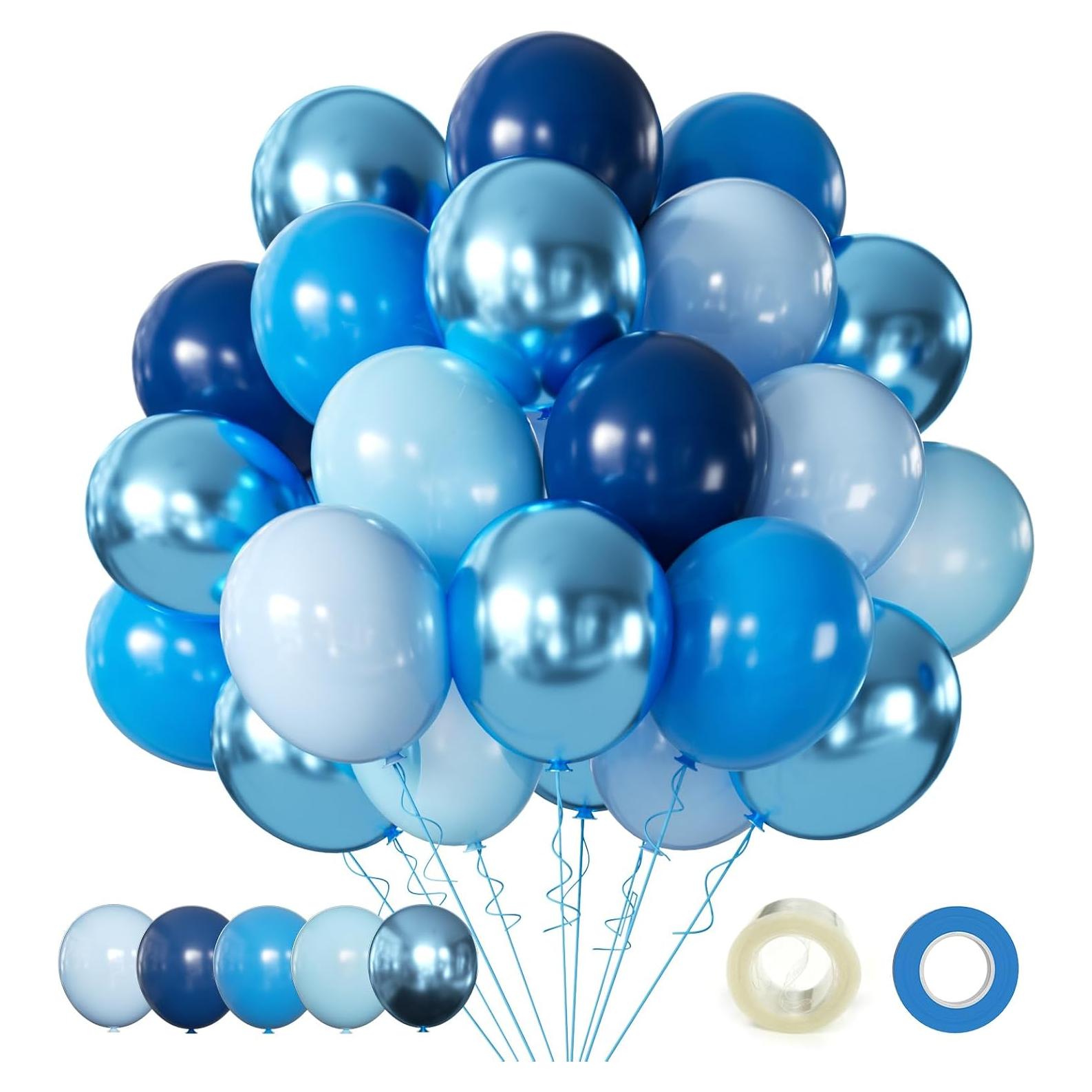 Kit de 60 Globos Metálicos Azules 30 cm para Fiestas
