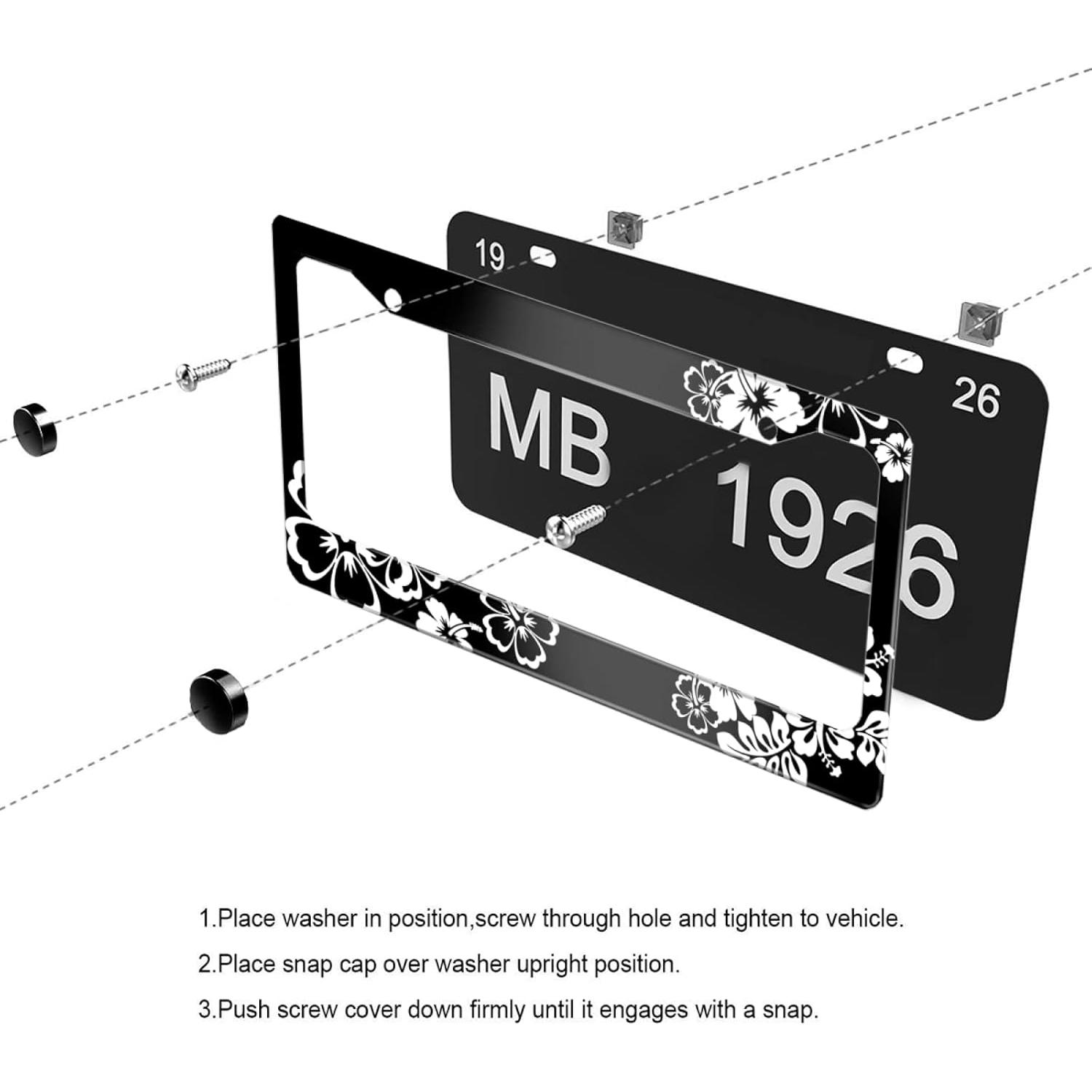 Marco de Placa de Licencia Invincibleframe Flores Hibisco 31x16cm
