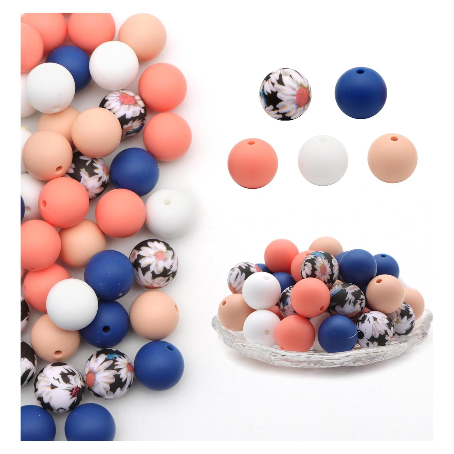 Perlas de Silicona 15mm Accesorios David 50 Piezas para DIY