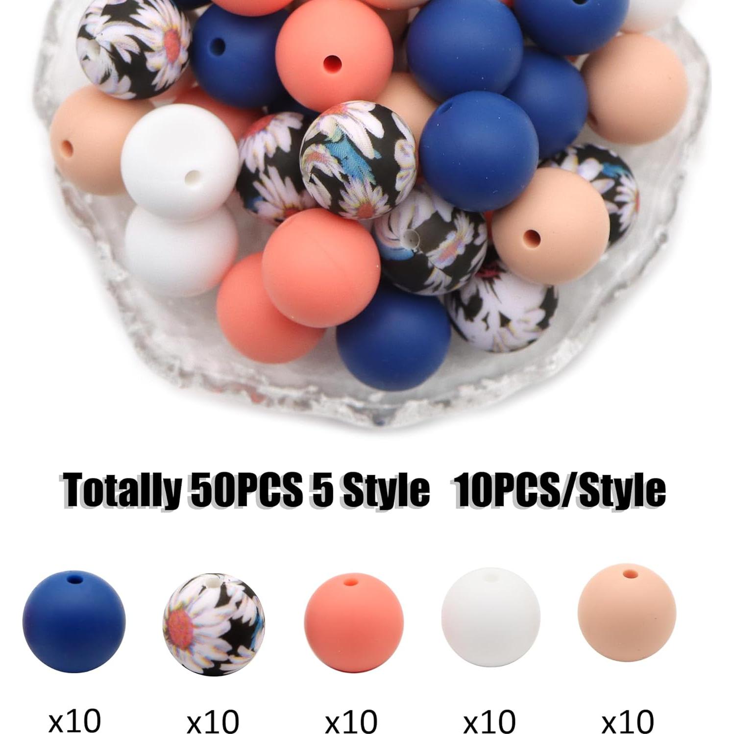 Perlas de Silicona 15mm Accesorios David 50 Piezas para DIY