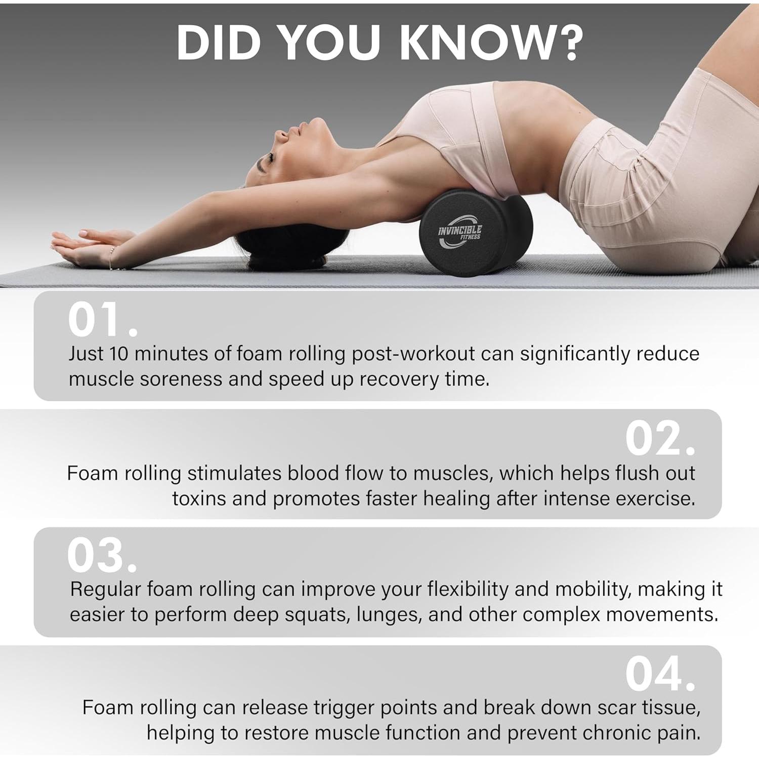 Rodillo de Espuma EPP Invincible Fitness 43cm Negro