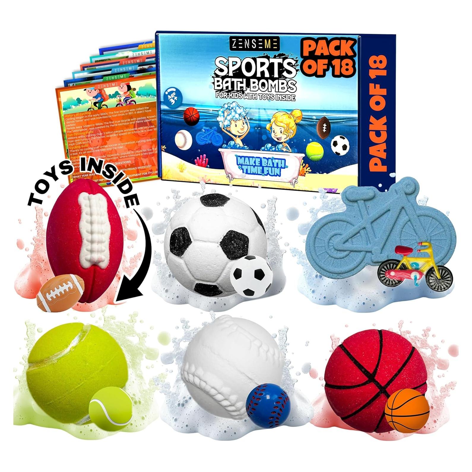 Set de 18 Bombas de Baño Deportivas ZenseMe con Juguetes