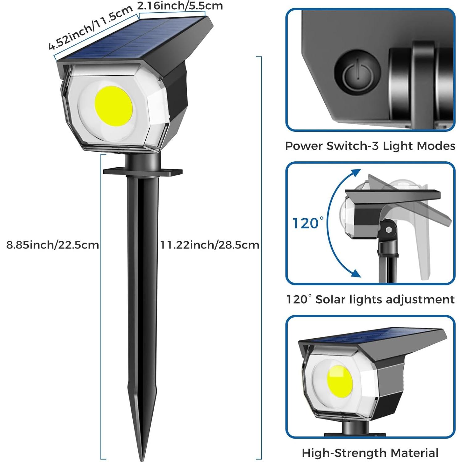 Luces Spot Solares Peasur 1 Paquete Impermeables 3 Modos