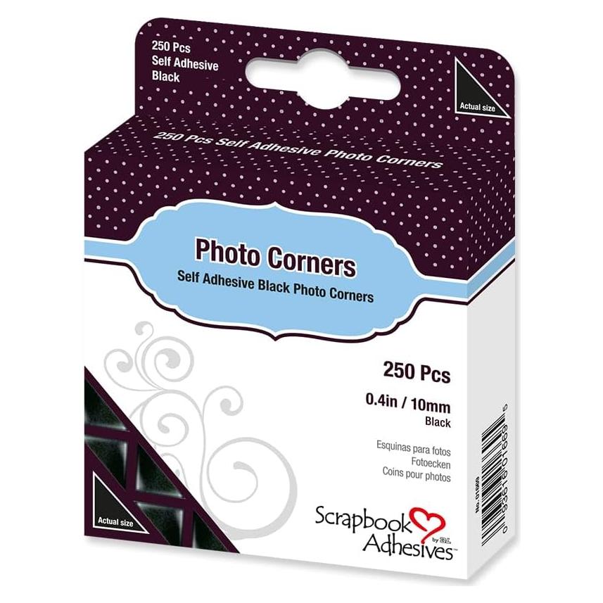 Esquinas de Foto Autoadhesivas 3L, 0.95 cm, Paquete de 250, Negro