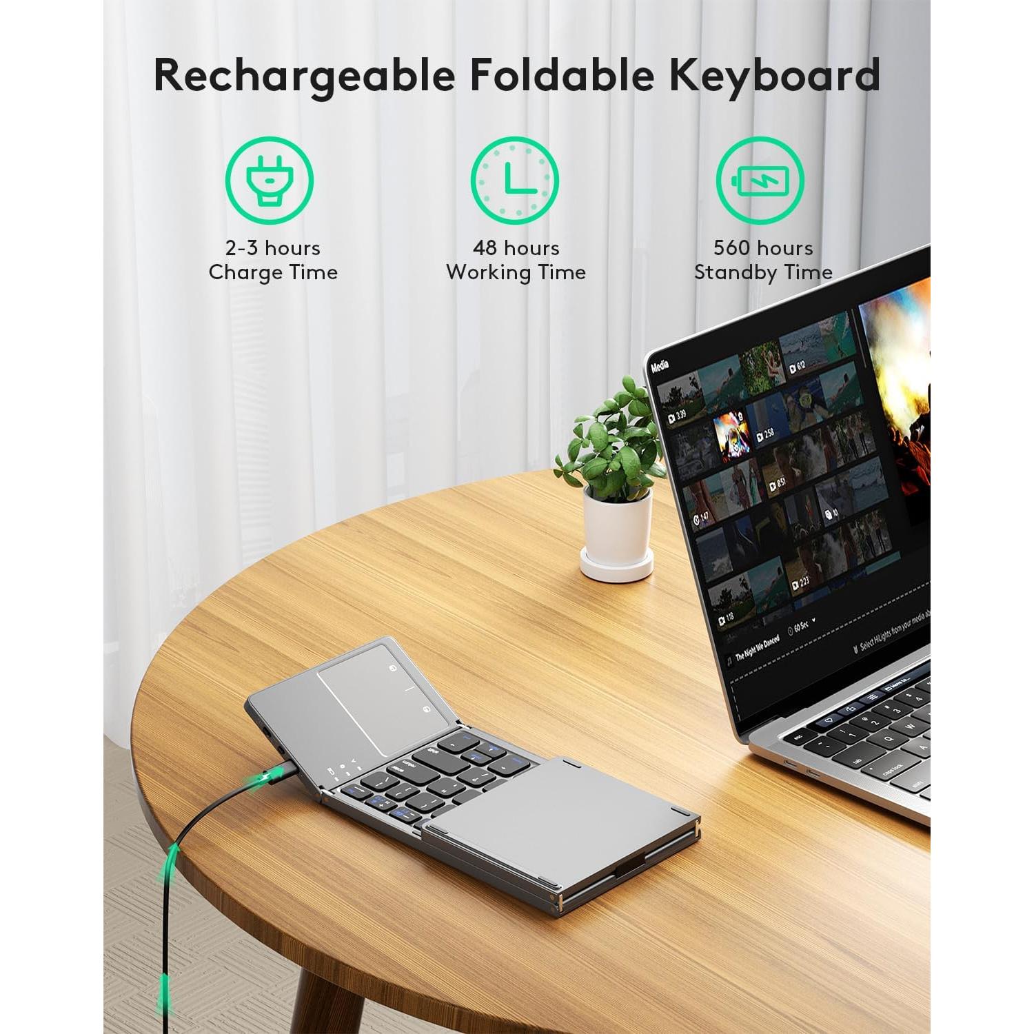 Teclado Bluetooth Plegable Samsers con Touchpad y Soporte