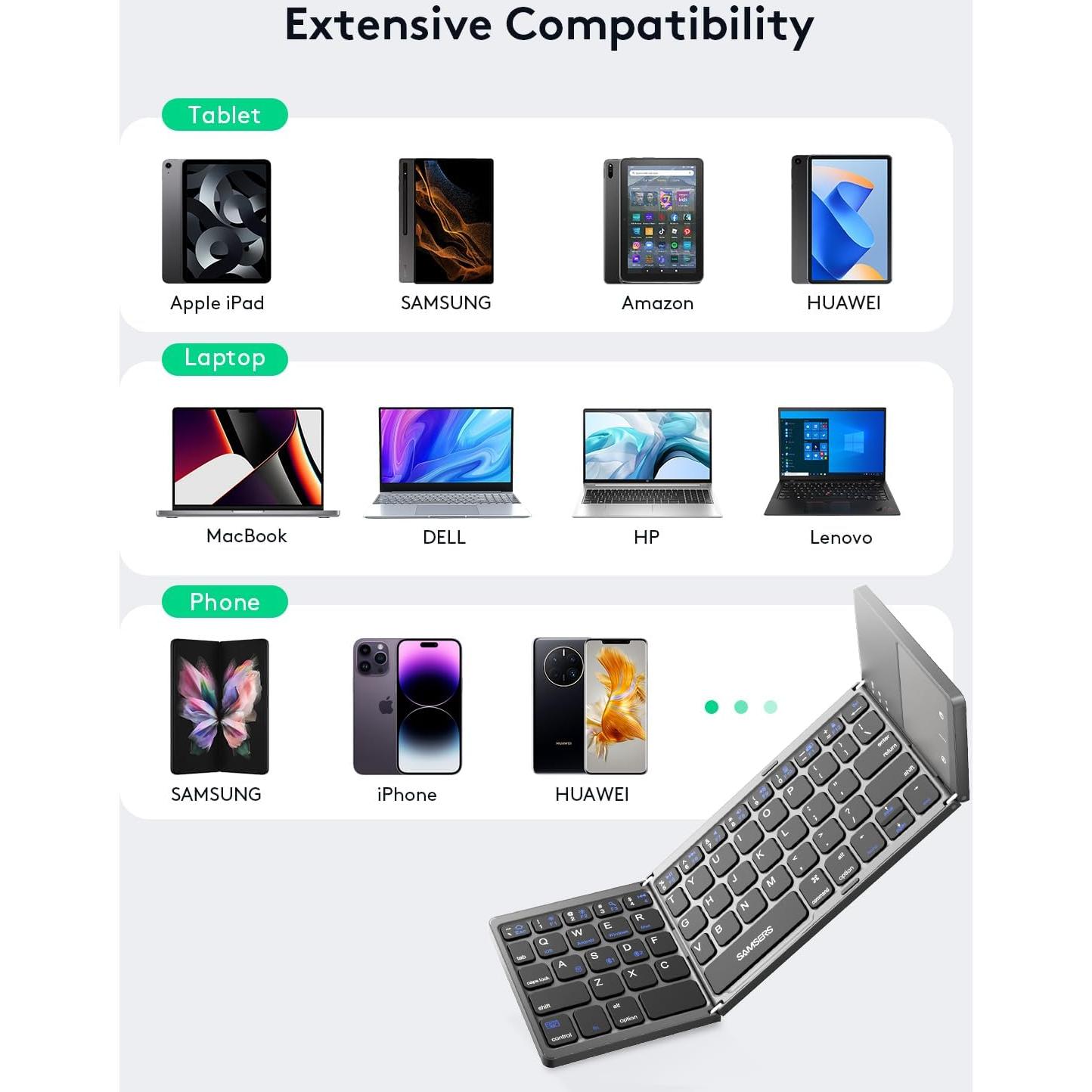 Teclado Bluetooth Plegable Samsers con Touchpad y Soporte