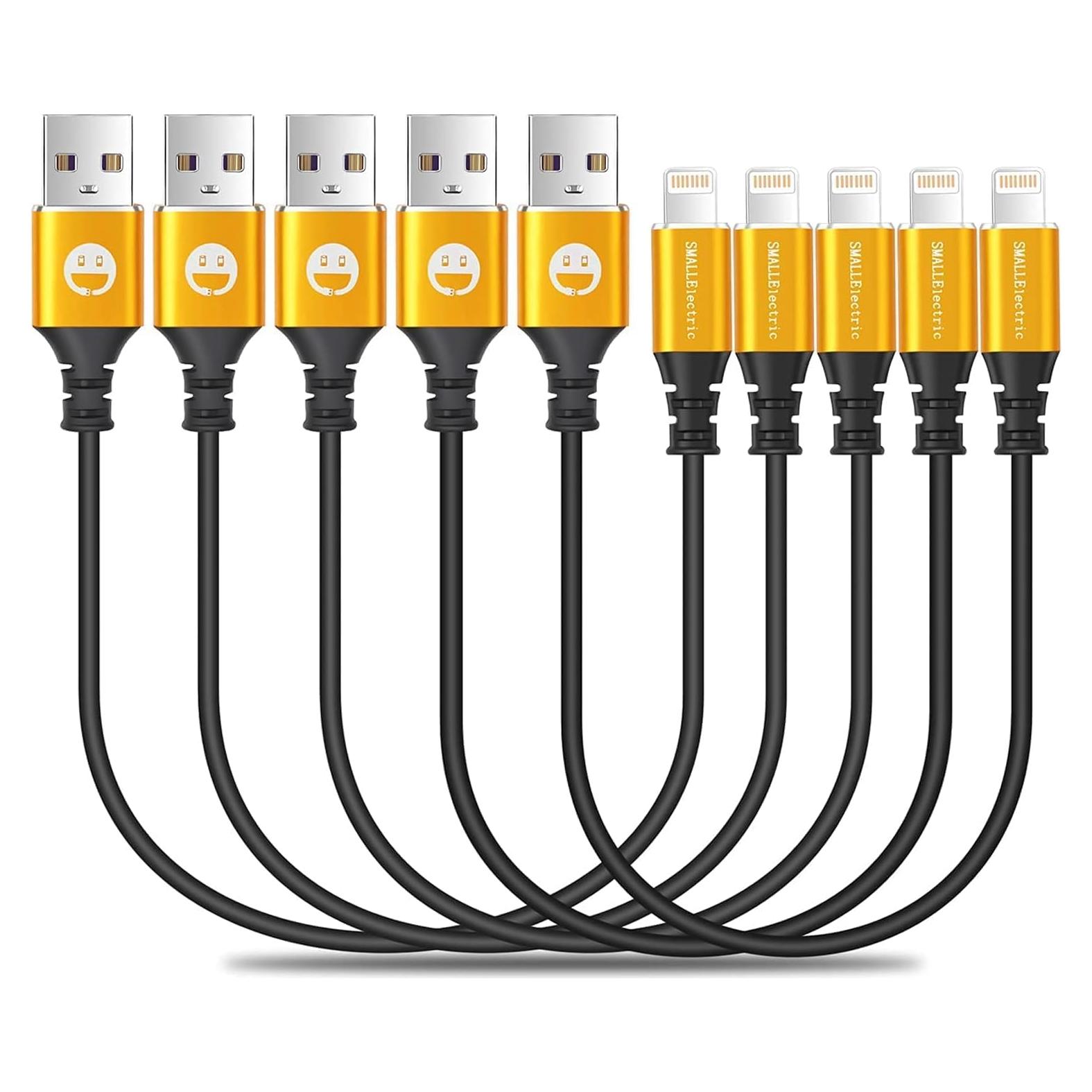 Paquete de 5 Cables Lightning SMALLElectric 30.48 cm Dorado