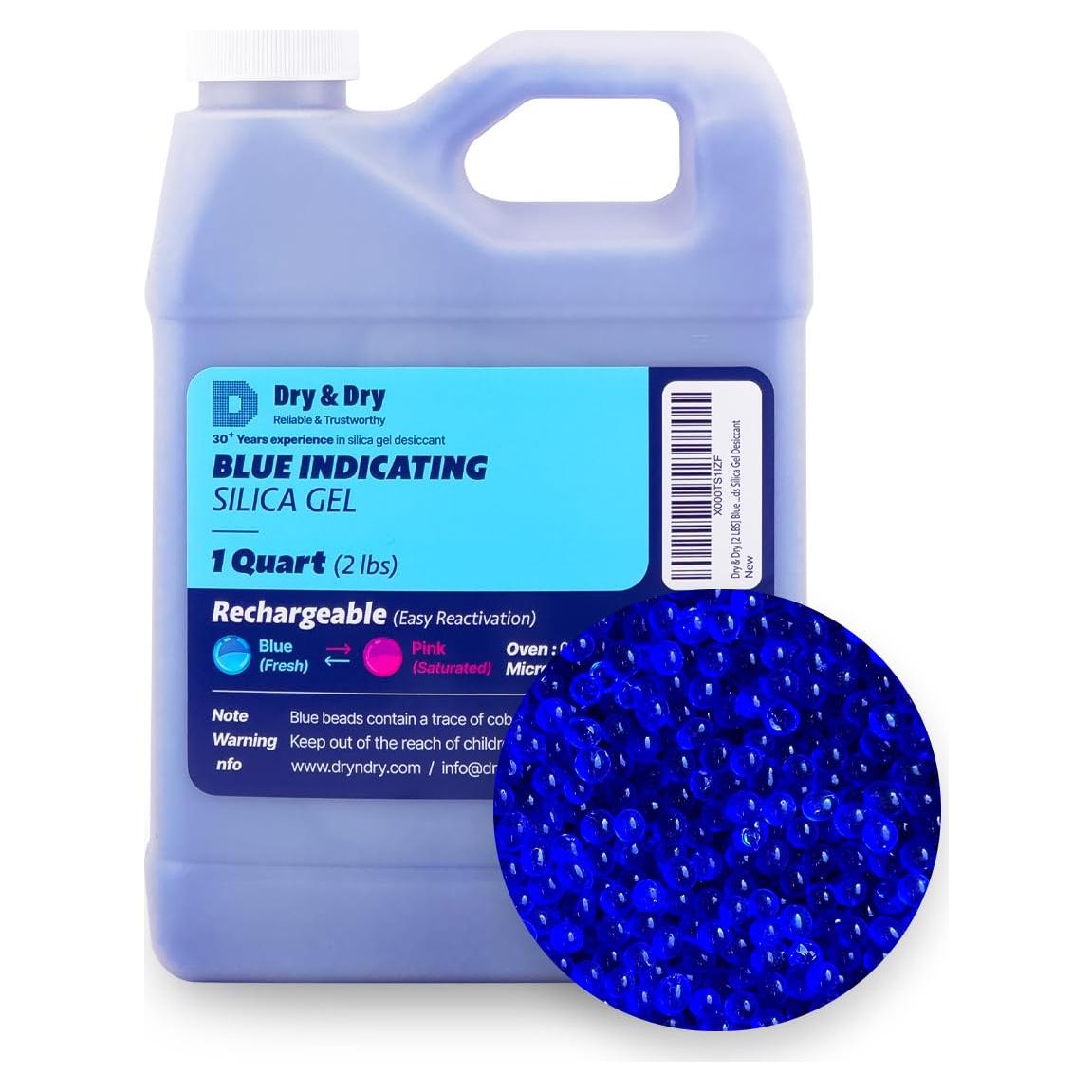 Gel de Sílice Indicador Azul Reutilizable 0.91 kg - Perlas 3-5 mm