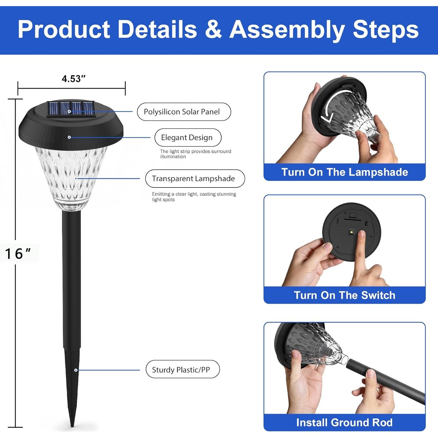 Luces Solares Pearlstar 16" para Jardín - Paquete de 8
