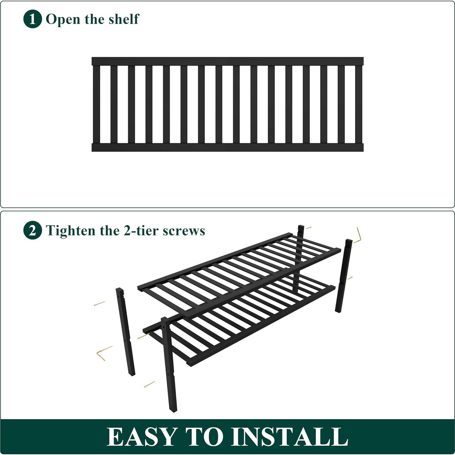 Estante para zapatos Smiry de bambú 2 niveles negro