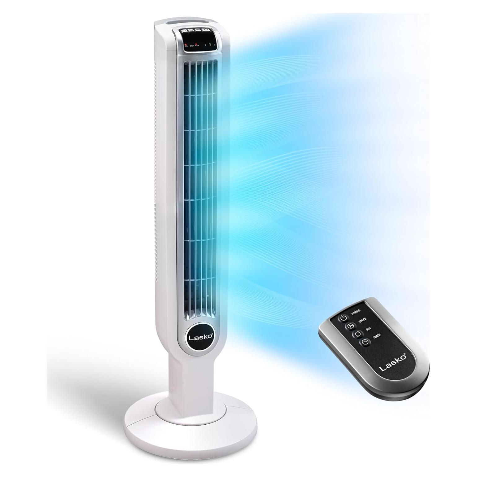 Ventilador de Torre Lasko 2510 91 cm Control Remoto Blanco