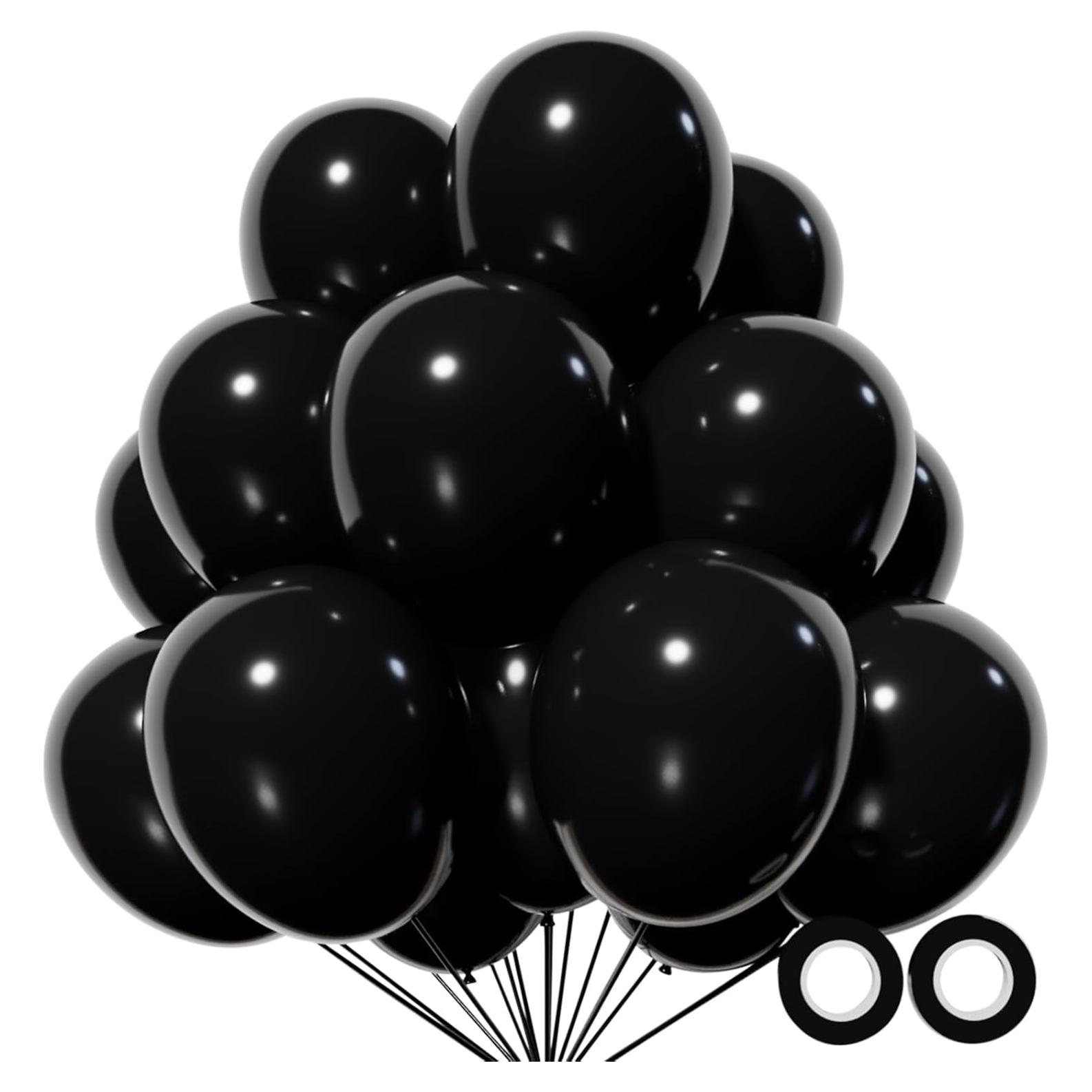 110 Globos Negros de Láttex 30 cm para Fiesta y Decoración