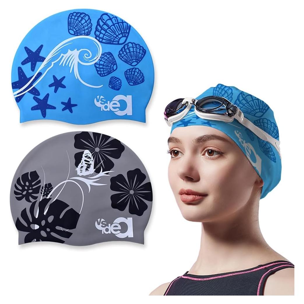 Paquete de 2 Gorras de Silicona Vsidea para Natación Unisex