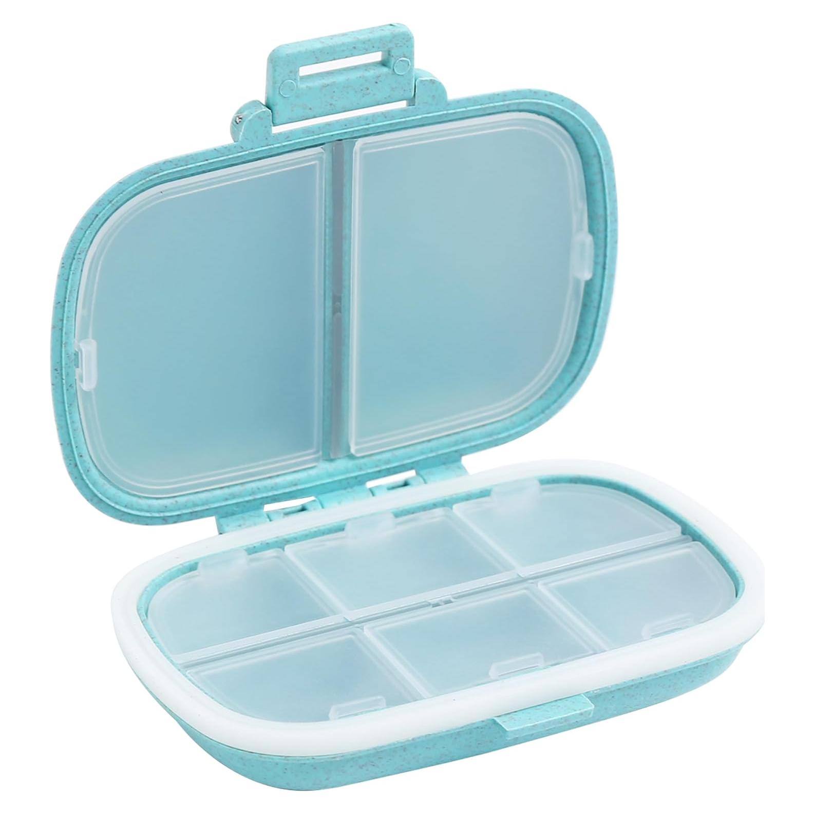 Organizador de Pastillas Portátil Meacolia 8 Compartimentos Azul