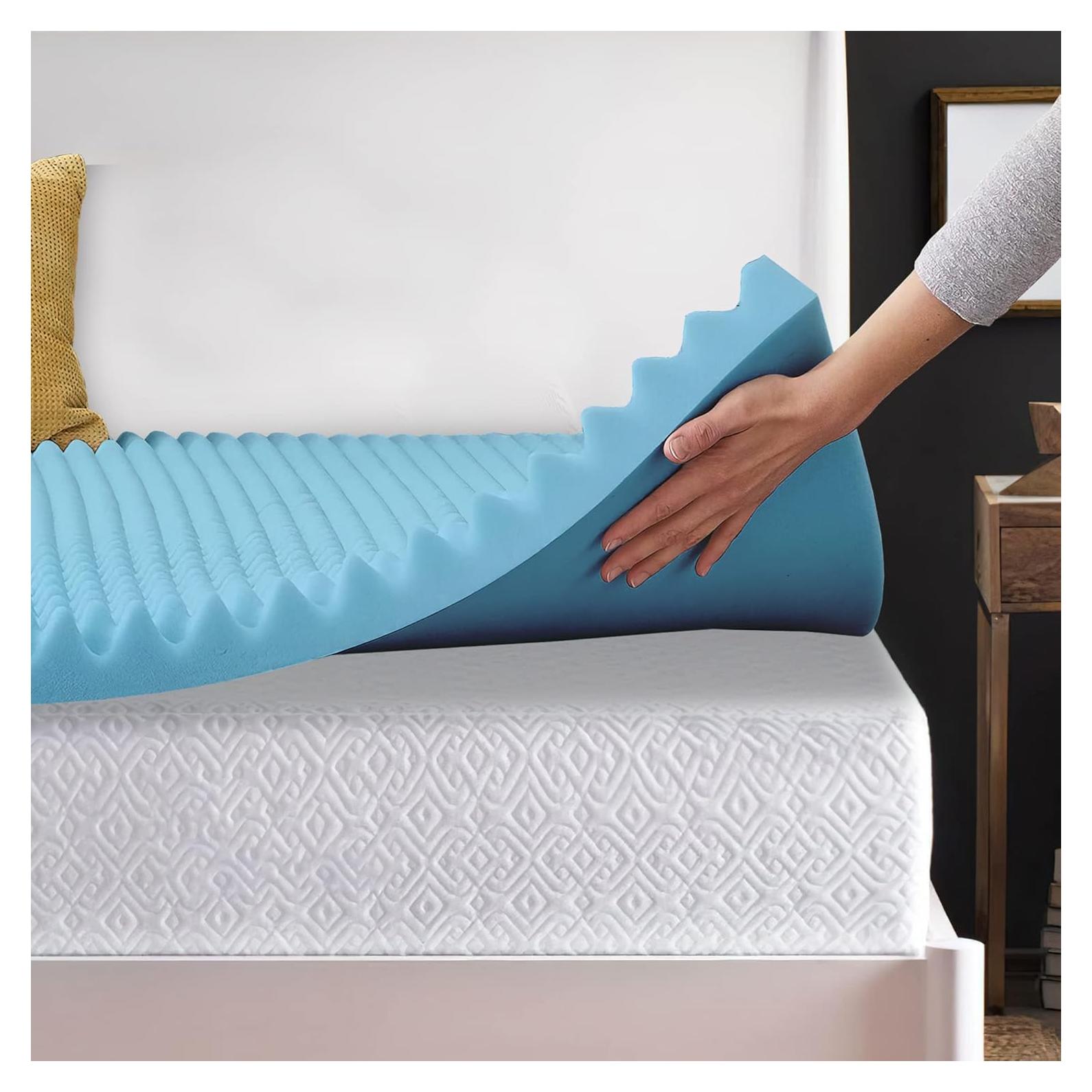 Toppers de Espuma de Memoria de Gel Zayton 2.54 cm Individual Azul