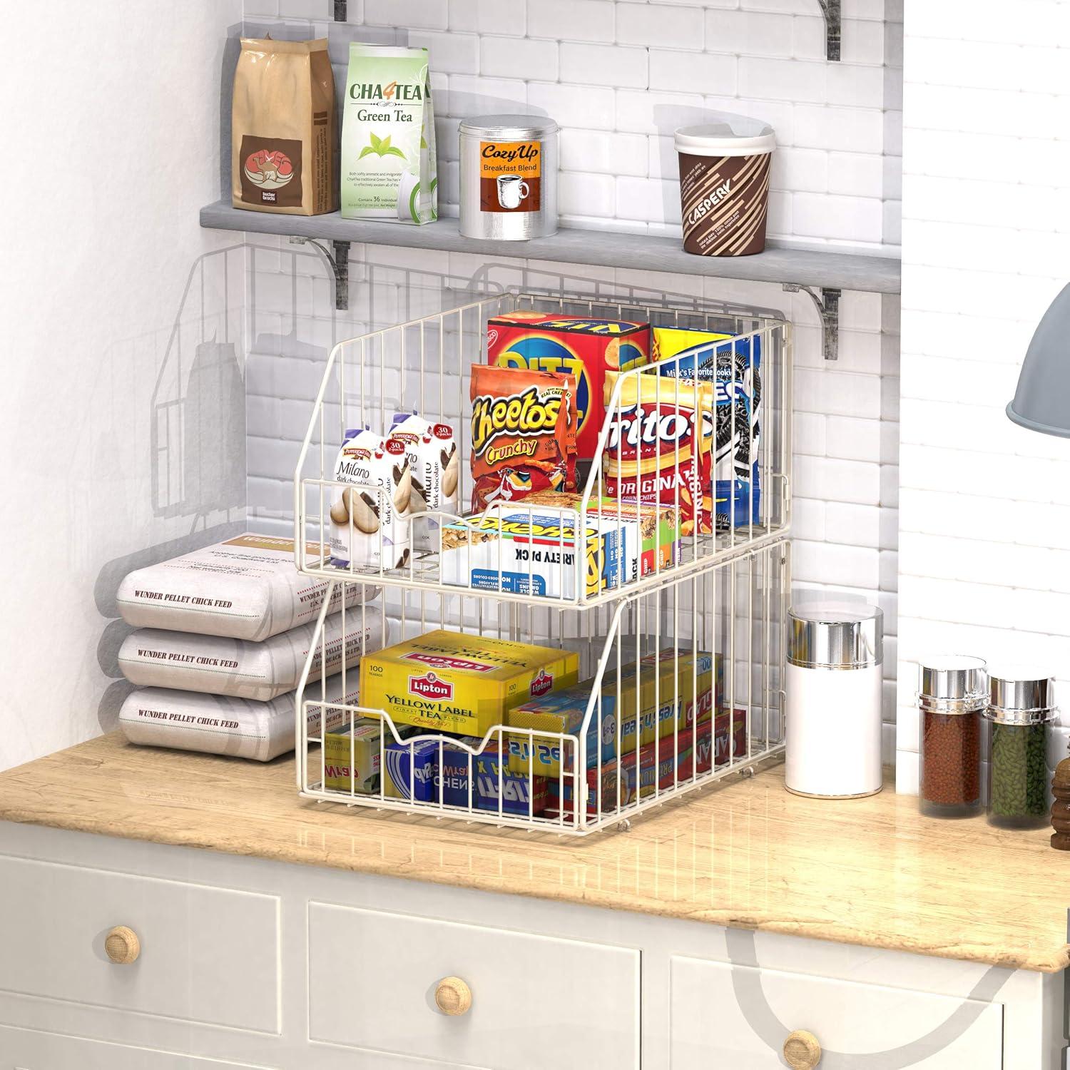 Cesta de Almacenamiento Apilable Simple Houseware 2 Pack 42.9x34x23 cm Blanco