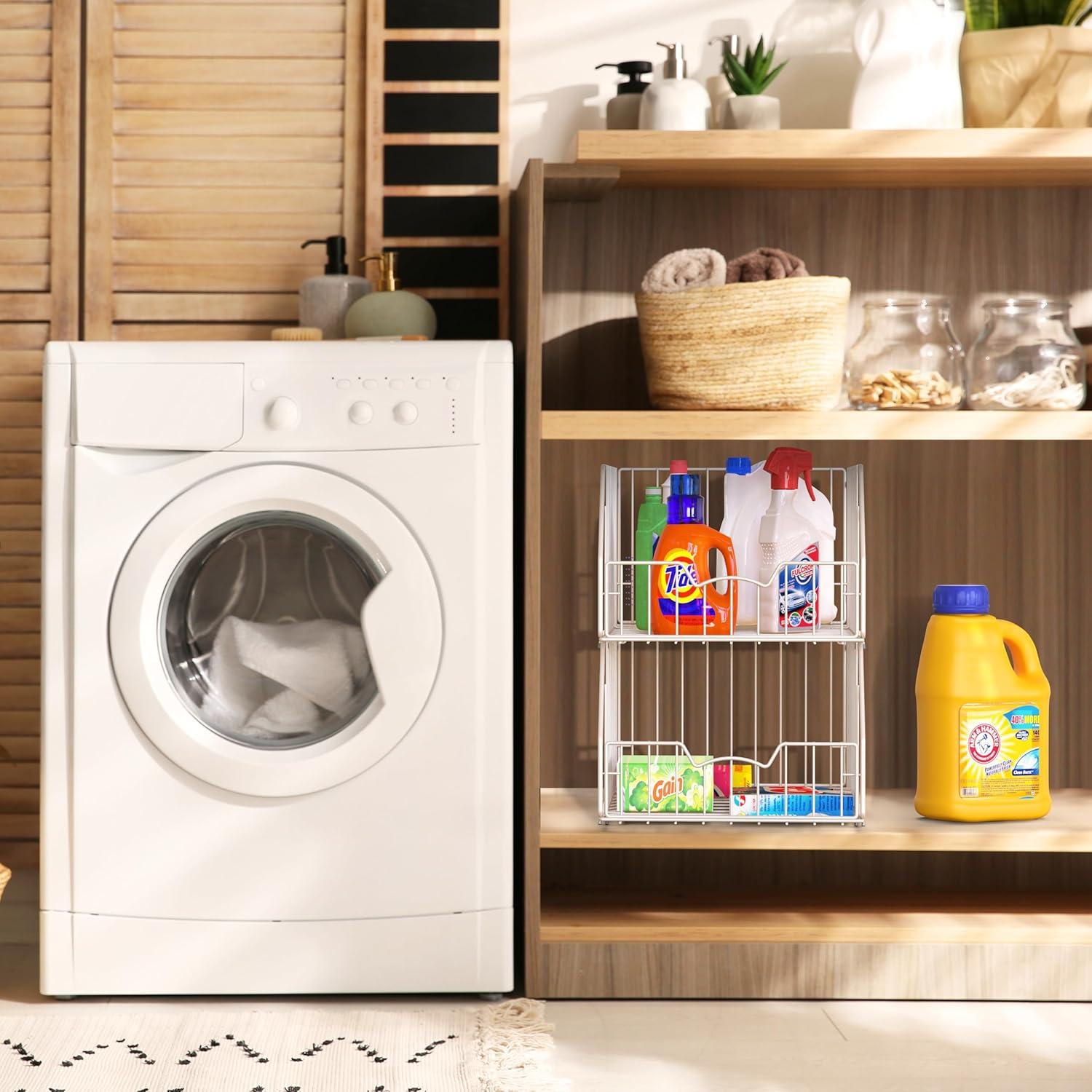 Cesta de Almacenamiento Apilable Simple Houseware 2 Pack 42.9x34x23 cm Blanco