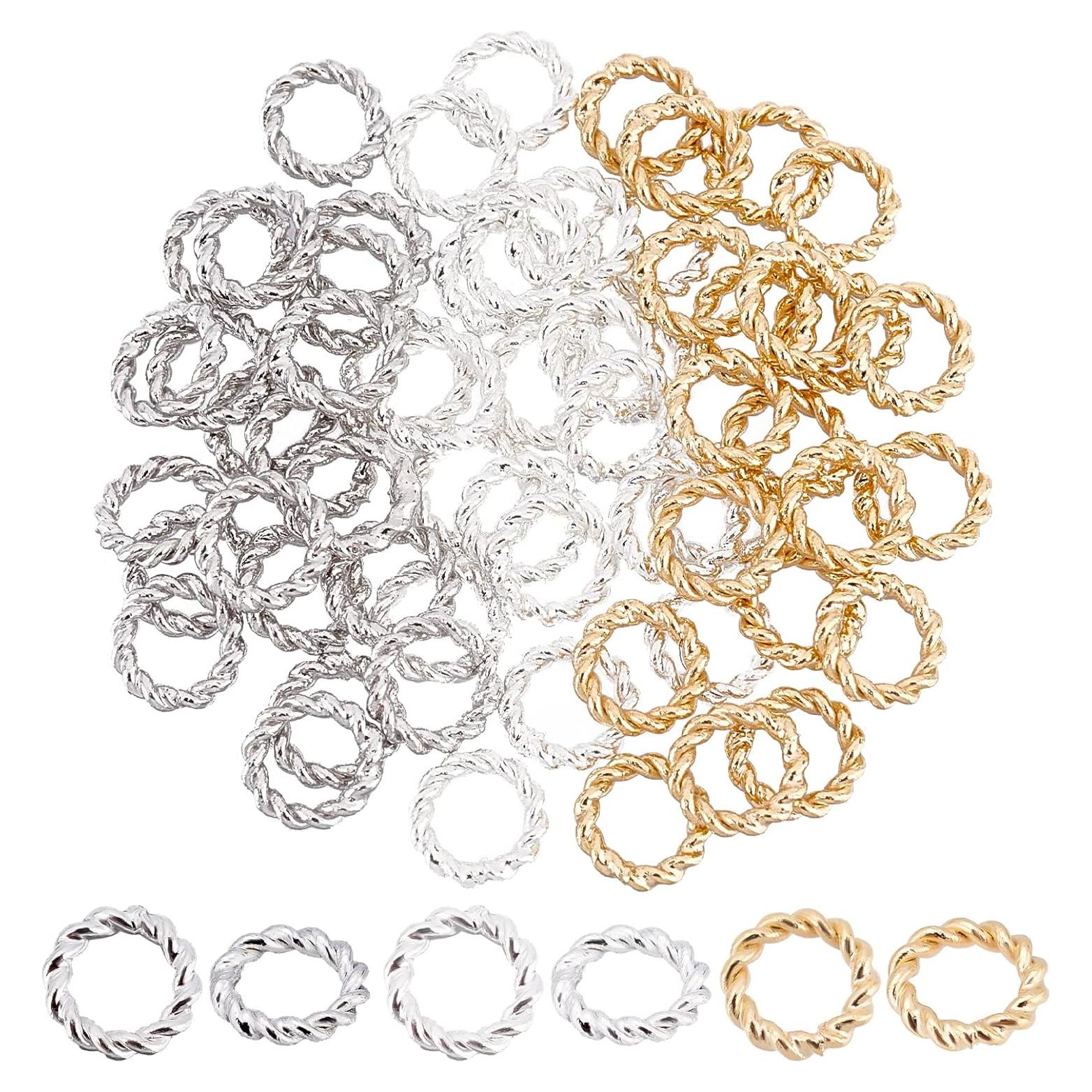 PH PandaHall 60 Anillos de Salto Cerrados 6mm Latón Baño Oro 24K