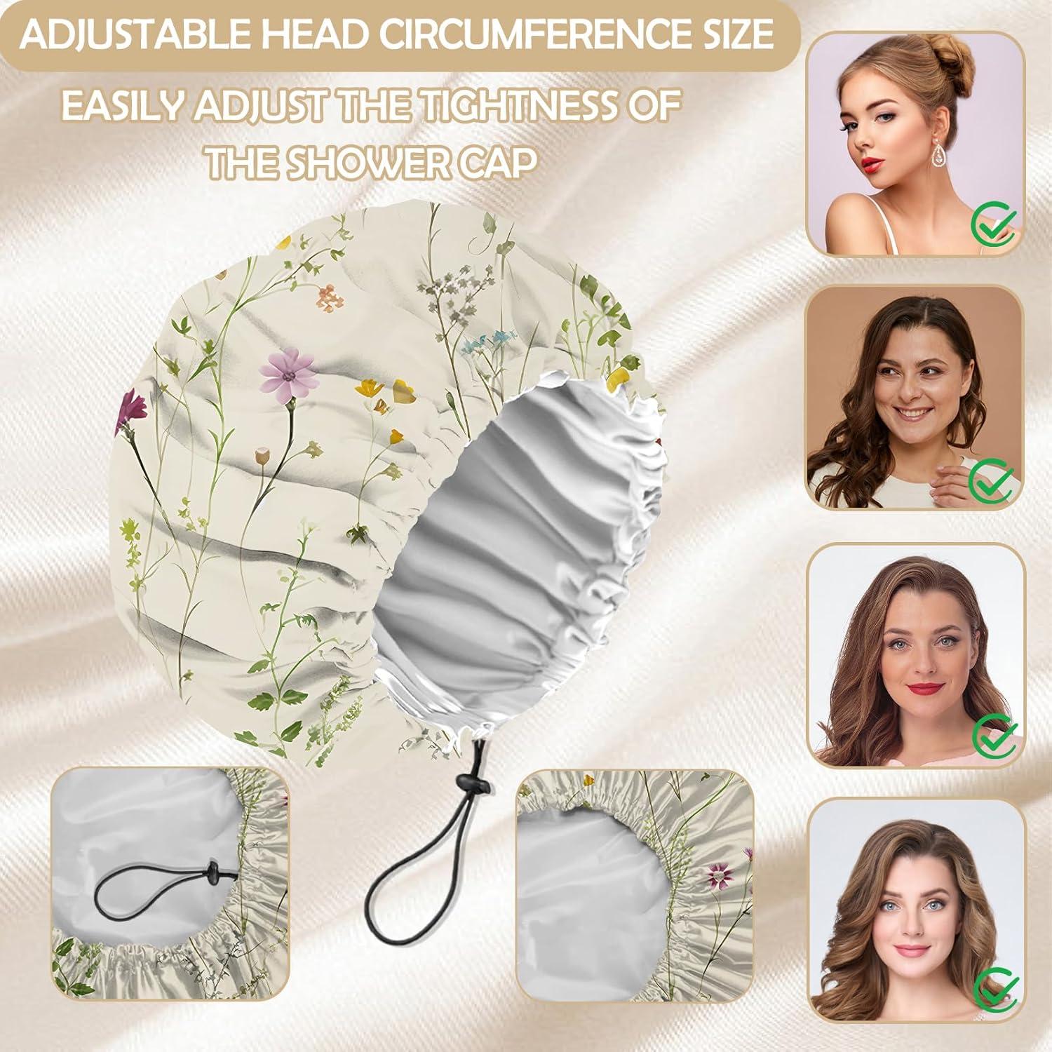 Gorro de Ducha Ajustable Reutilizable Doble Capa Zewurtuw Floral