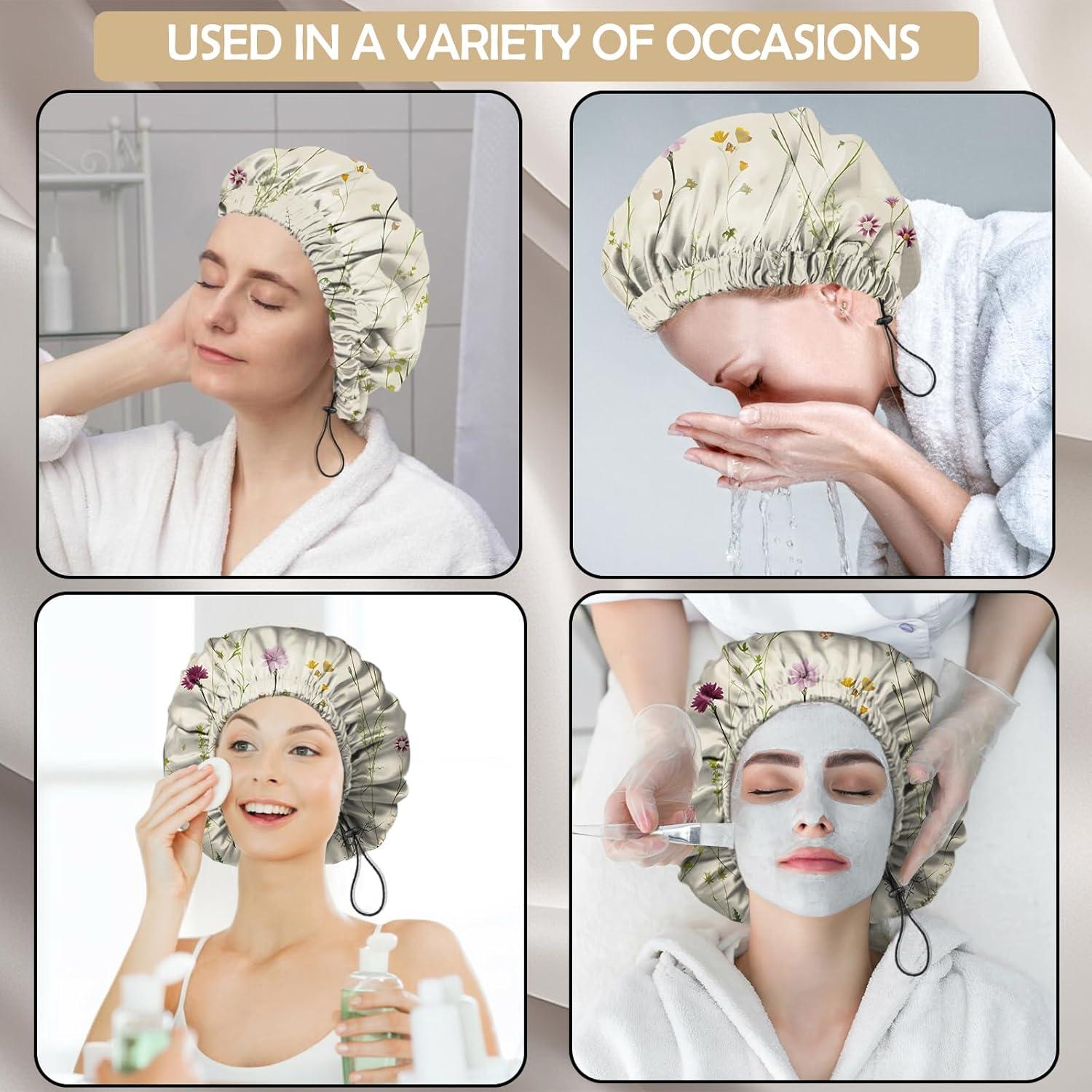 Gorro de Ducha Ajustable Reutilizable Doble Capa Zewurtuw Floral