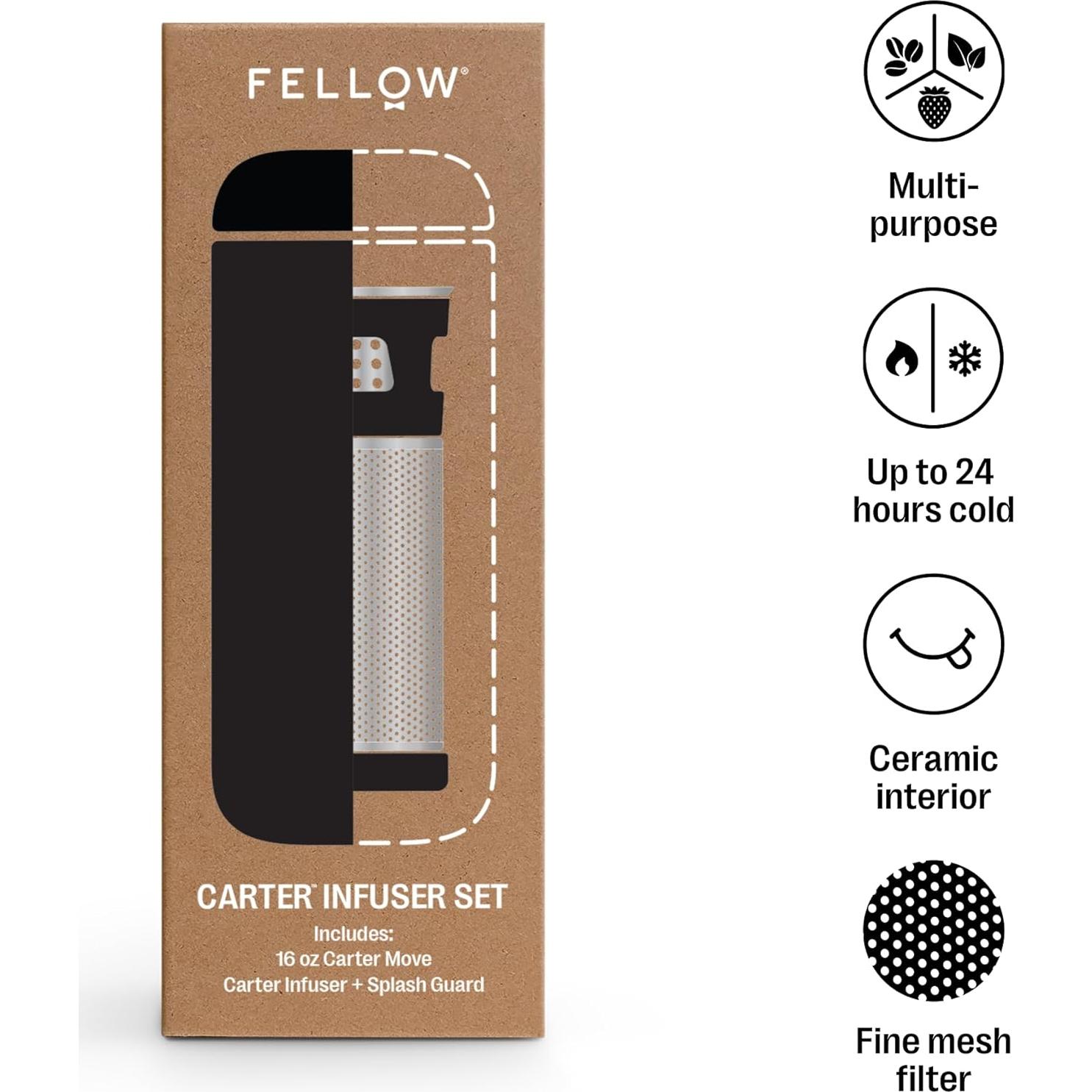 Set Infusor de Té Fellow + Taza Carter 16 oz Acero Inoxidable