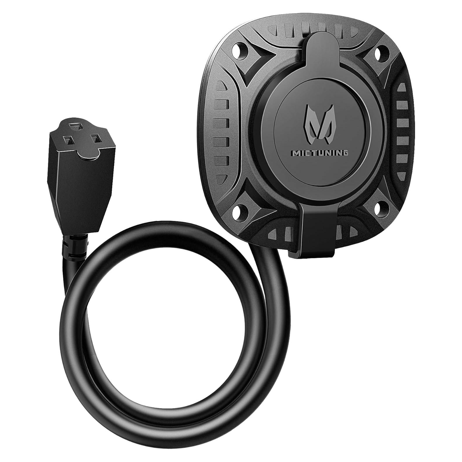 Enchufe de Puerto AC MICTUNING 13A 125V con Cable 40cm Negro