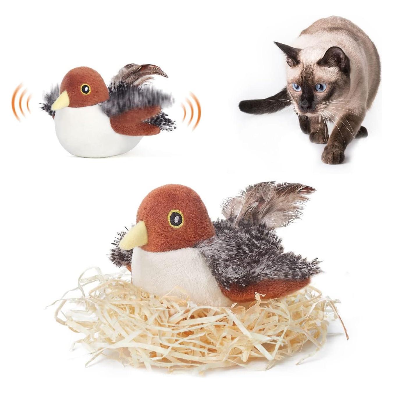 Juguete Interactivo para Gatos Potaroma Pájaro 10 cm Recargable