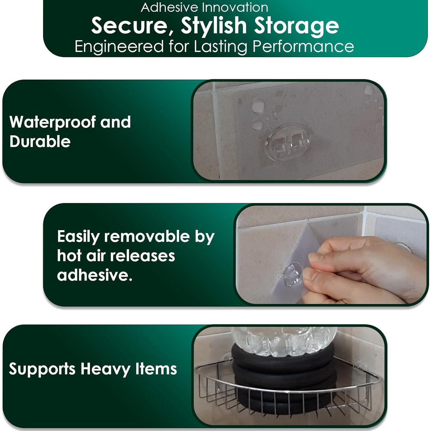 Ganchos Adhesivos Planos Jovware para Caddy de Ducha - Paquete de 6