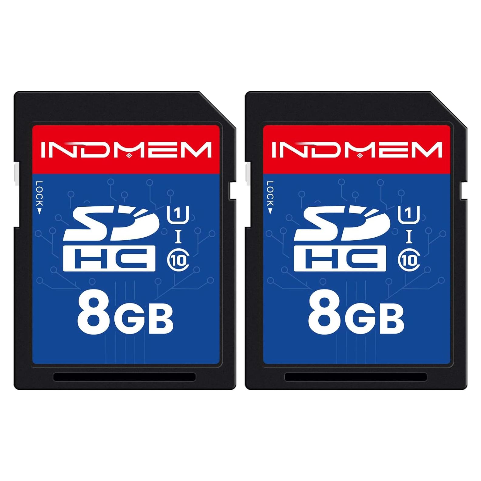 Tarjeta SD INDMEM 8GB Paquete de 2 UHS-I Clase 10 SDHC
