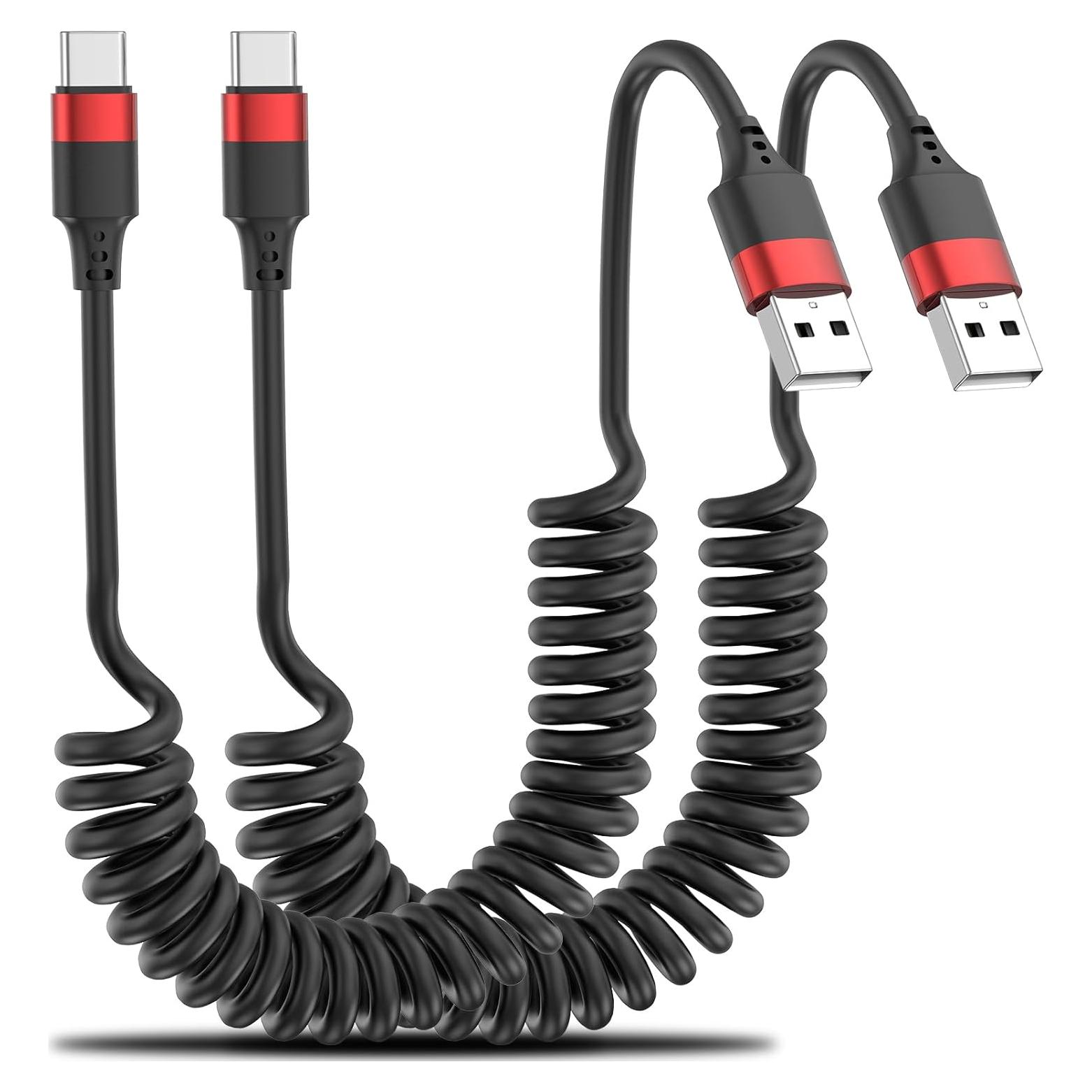 Cable USB C Enrollado Bkduice 3 pies Carga Rápida 2 Piezas