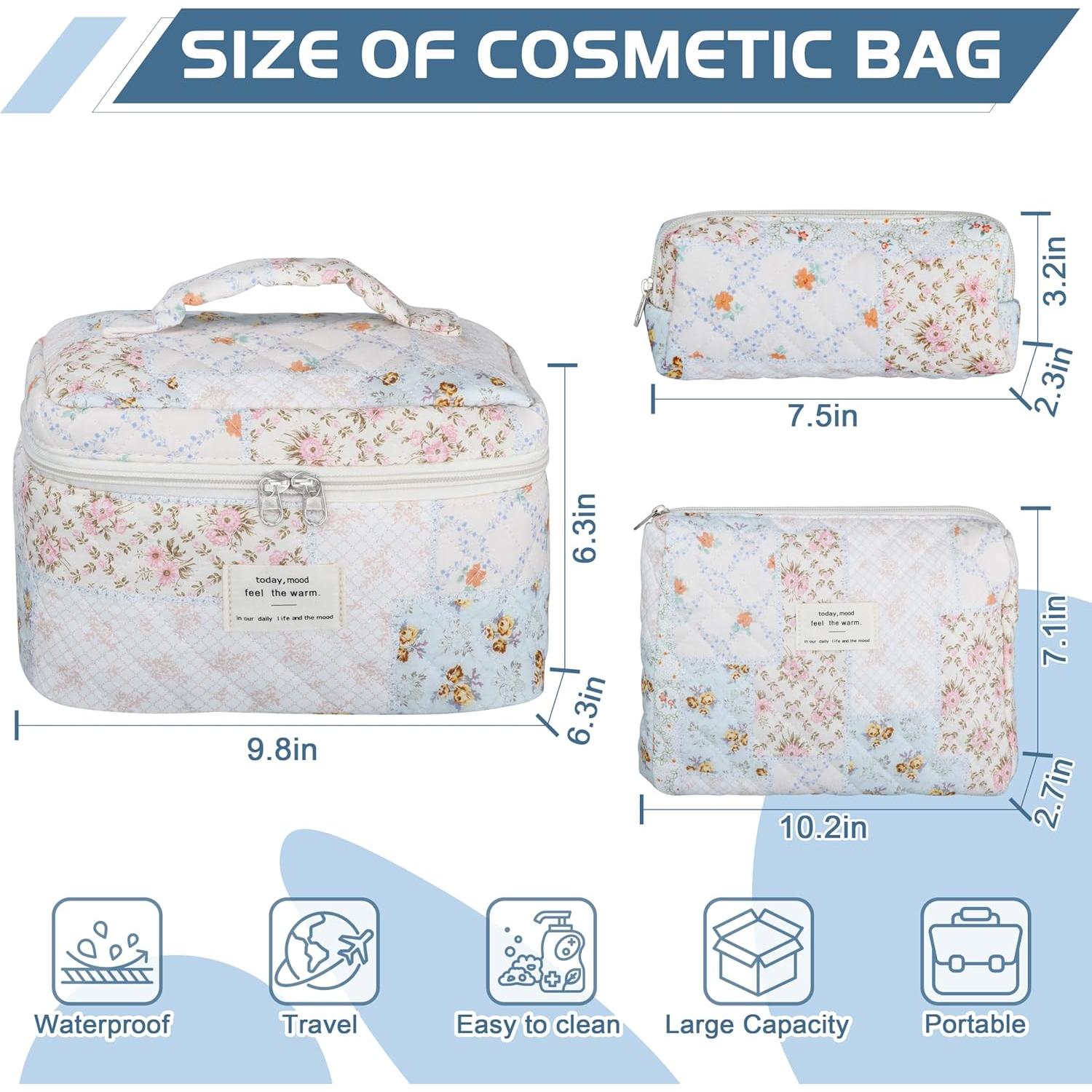 Juego de 3 Bolsas de Maquillaje Acolchadas TESAFNG Floral