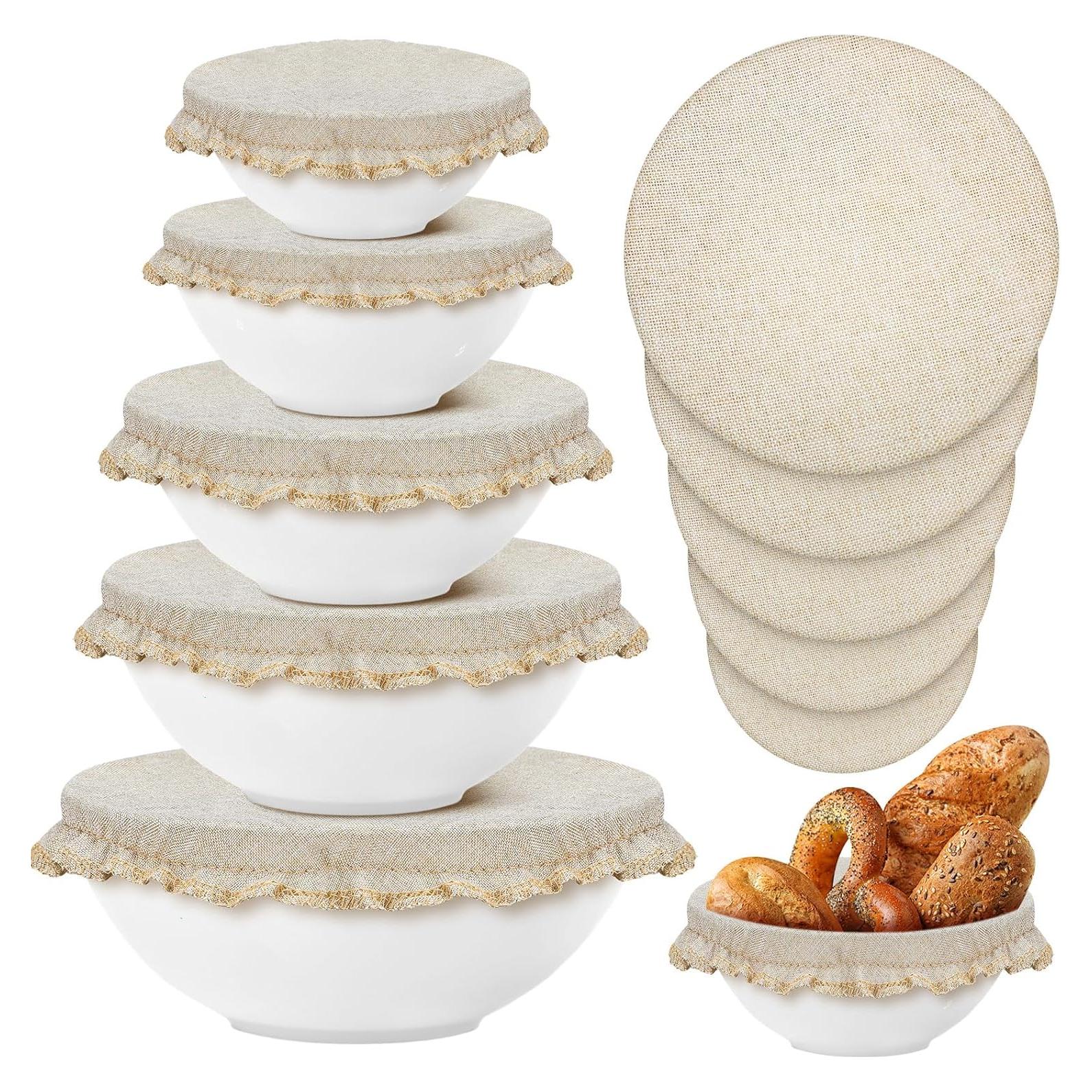 Juego de 10 Cubiertas de Tazón Reutilizables Patelai Beige