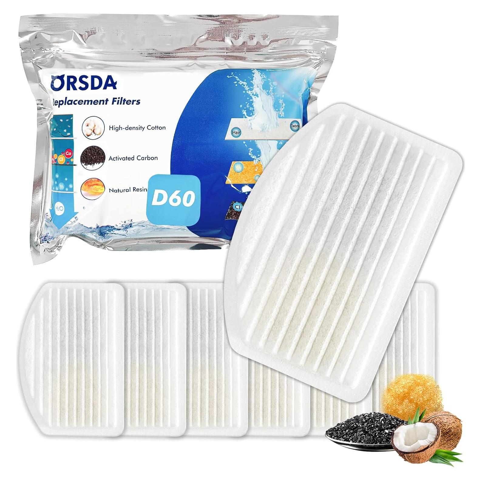 Filtros de agua para gatos ORSDA D60 3L - Paquete de 6 filtros