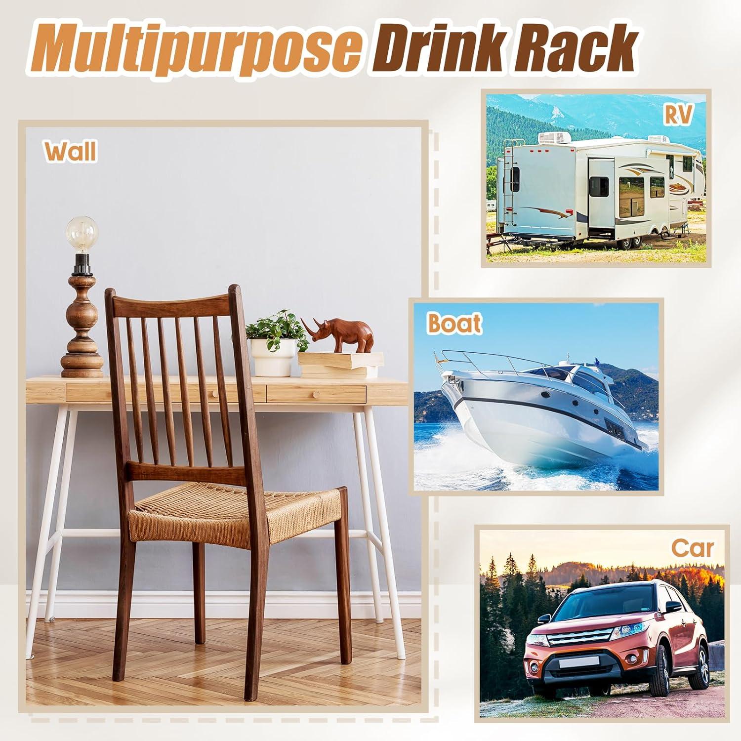 Tioncy 8 Pack Adjustable Cup Holder with Screws Universal Plastic Folding Wall Mounted Cup Holder for Water Beverage Bottle Caravan Autos Cars Trucks RVs Boats Accessories(Beige)