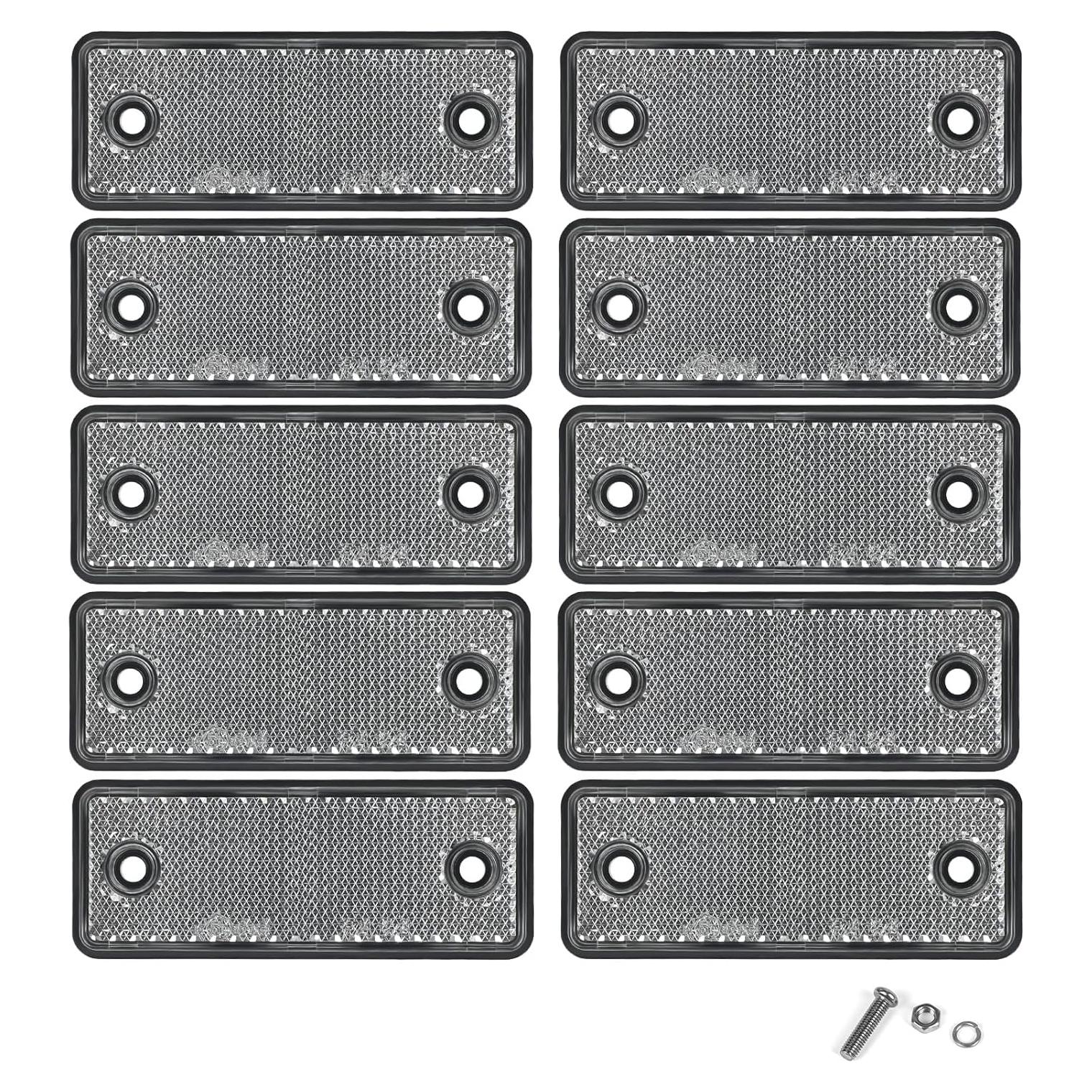 Paquete de 10 Reflectores Rectangulares Blancos Yinaolan E11