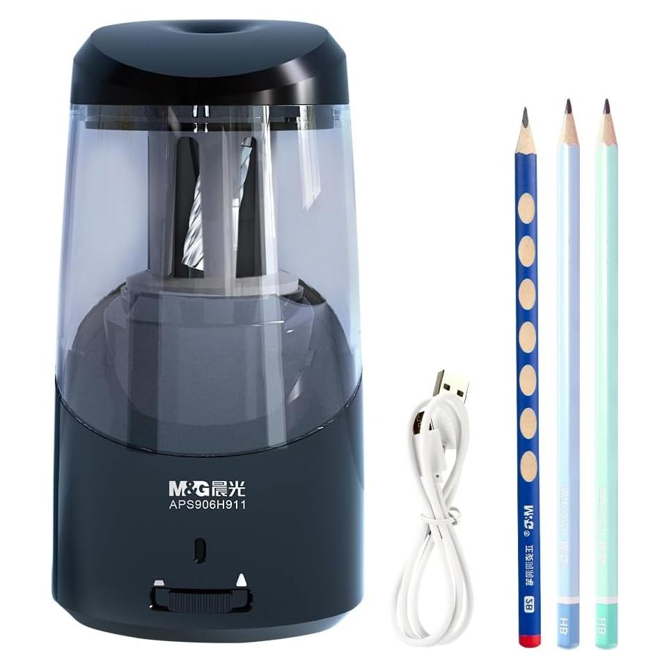 Sacapuntas Eléctrico M&G APS906H9 Negro, Afilado Rápido USB